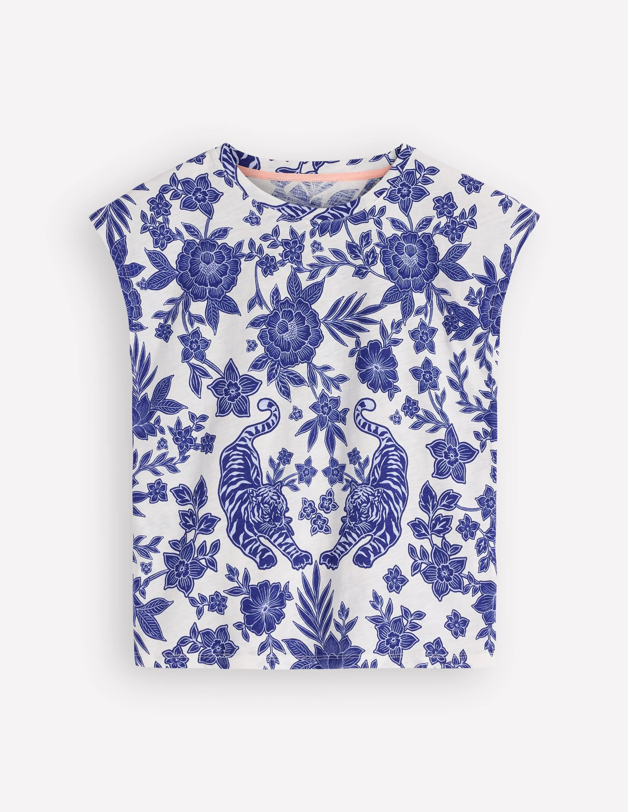 Louisa Slub T-Shirt-Blue Tigers Paradise Placement - Image 5