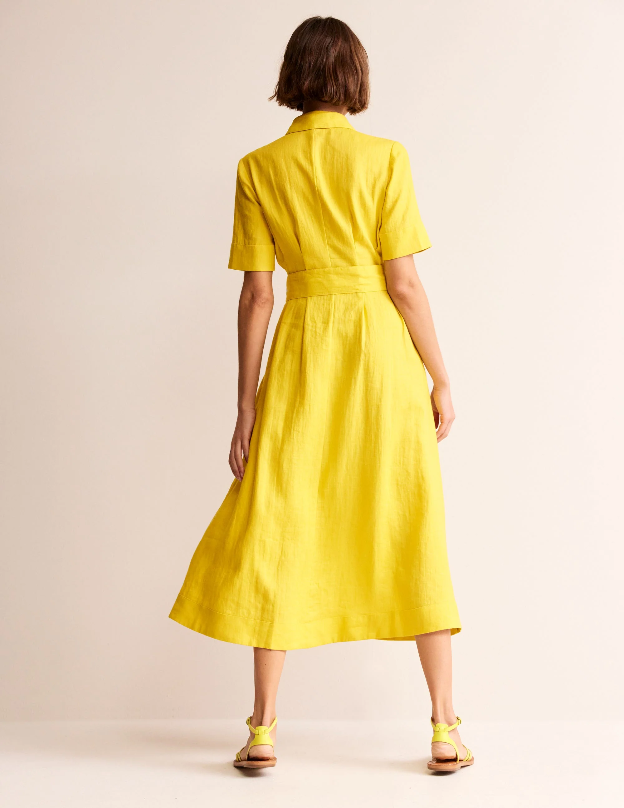 Louise Linen Midi Shirt Dress-Passion Fruit - Image 3