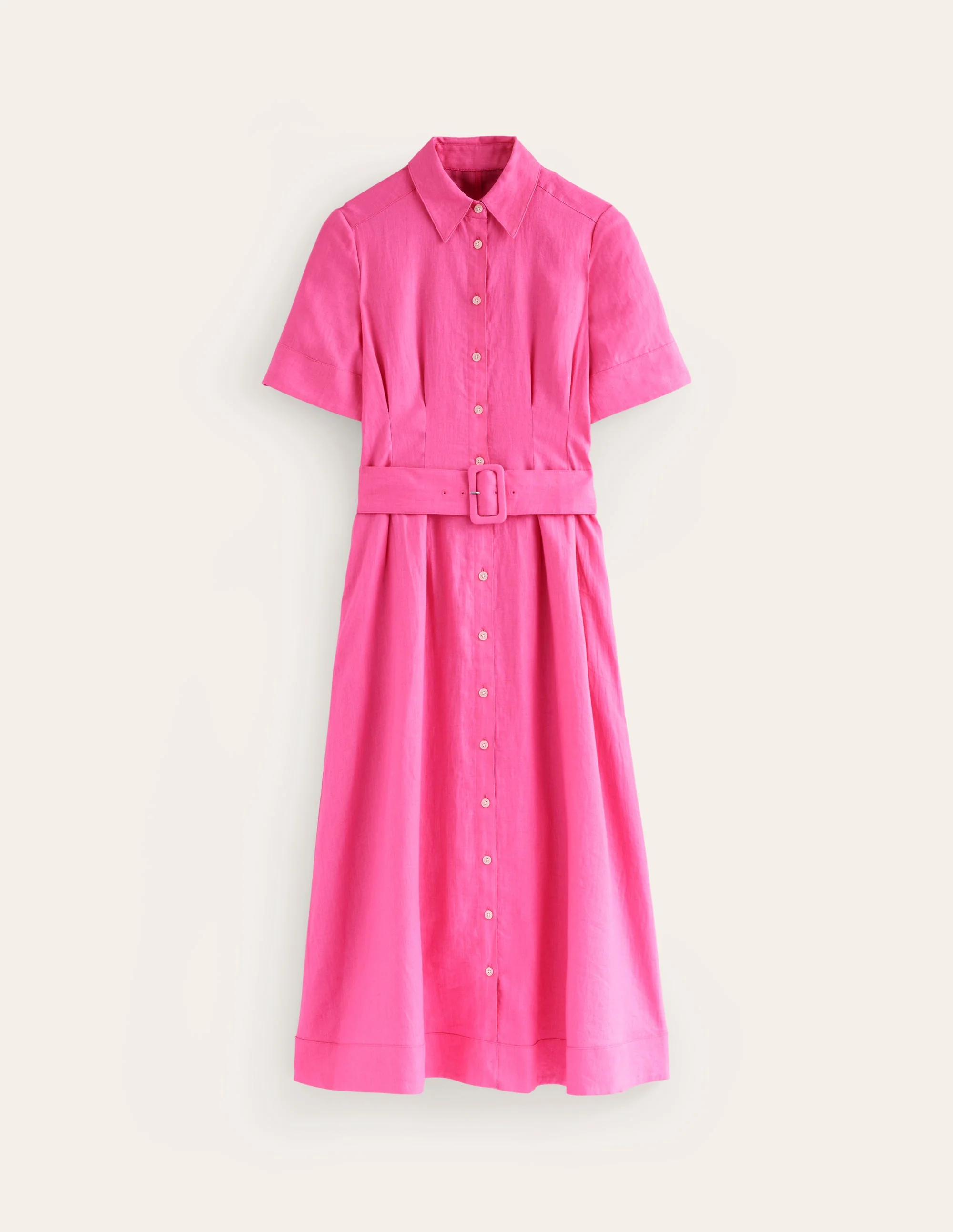 Louise Linen Midi Shirt Dress-Sangria Sunset - Image 5