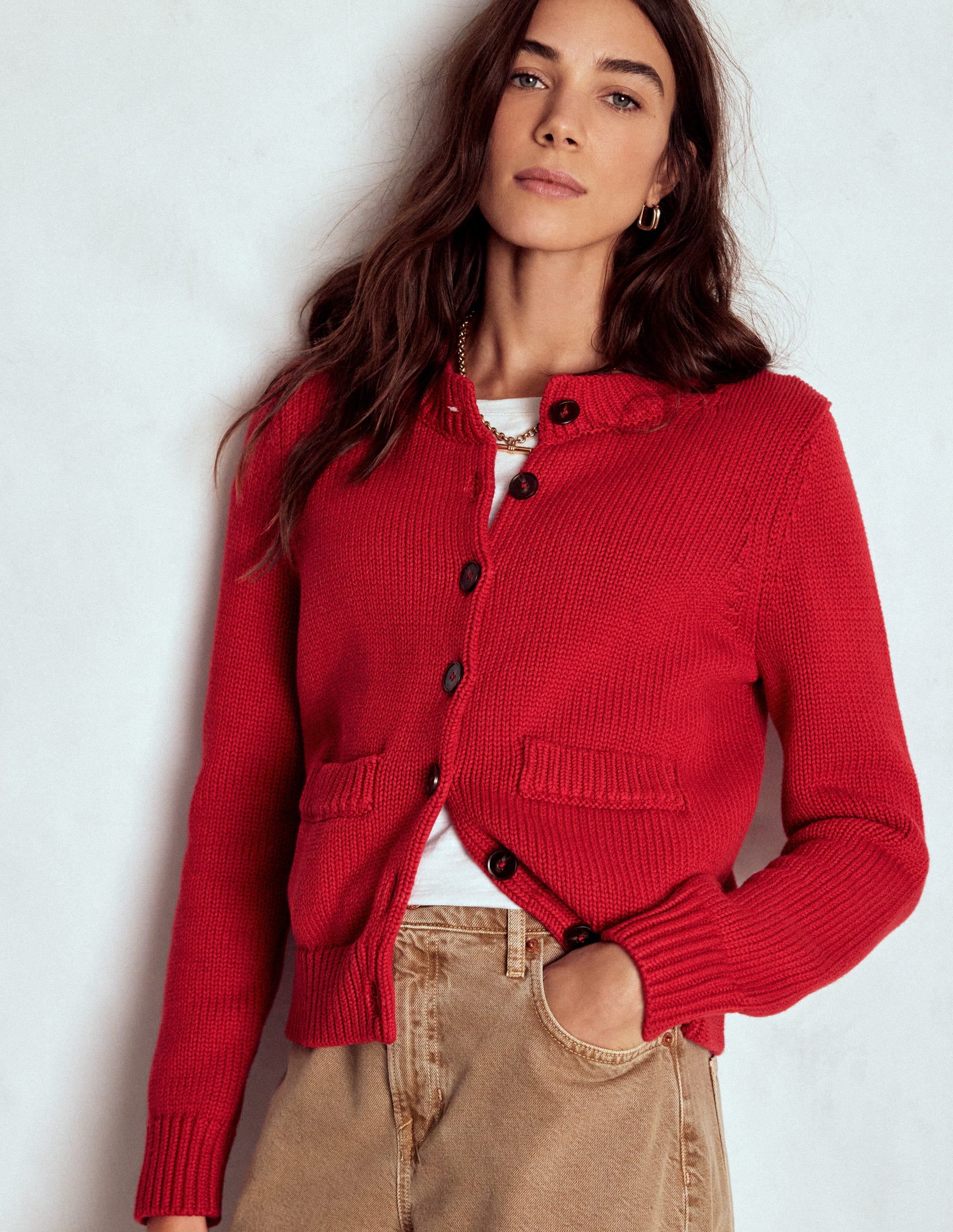 Lucy Chunky Cotton Cardigan-Merida Red - Image 4