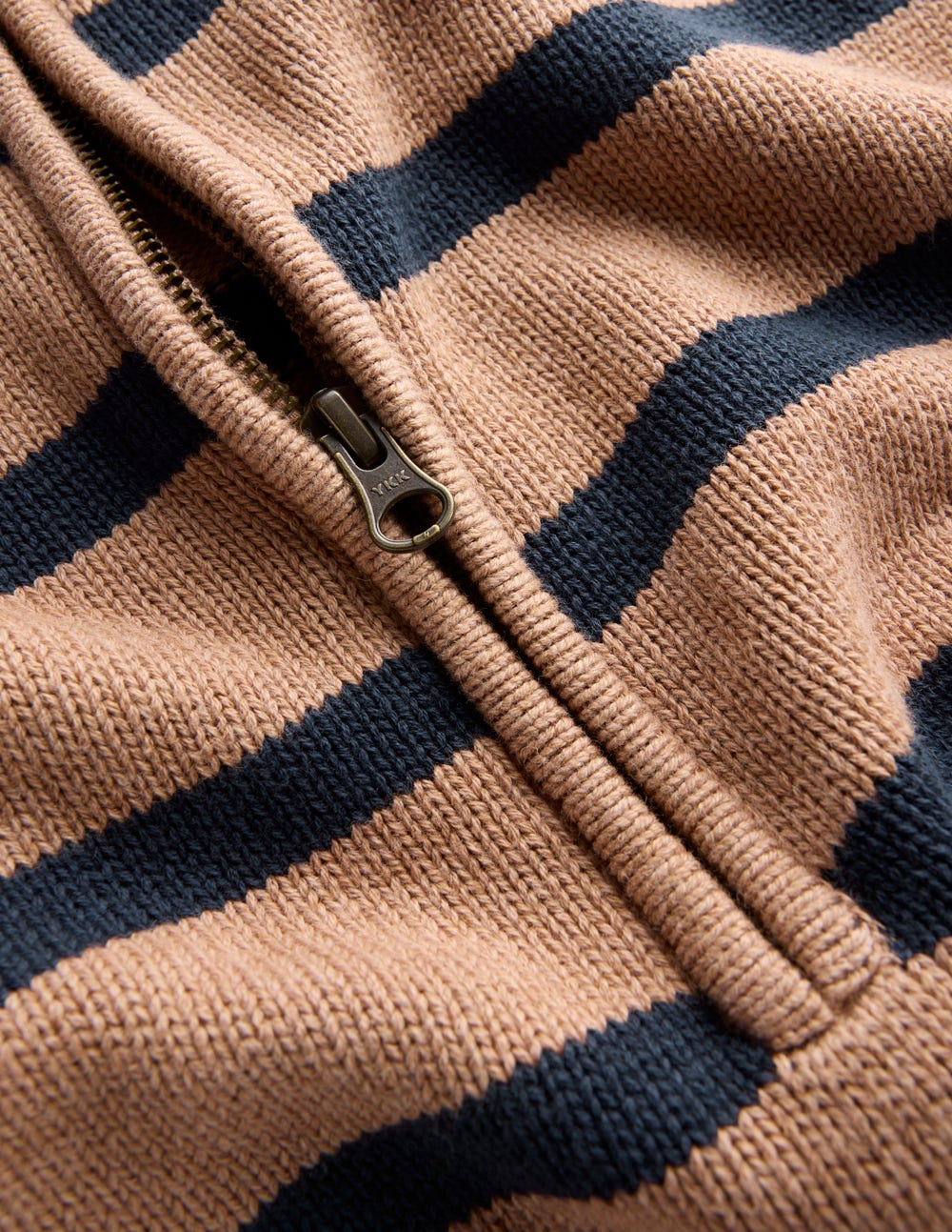 Lucy Half-zip Sweater-Camel Melange, Navy Stripe - Image 7