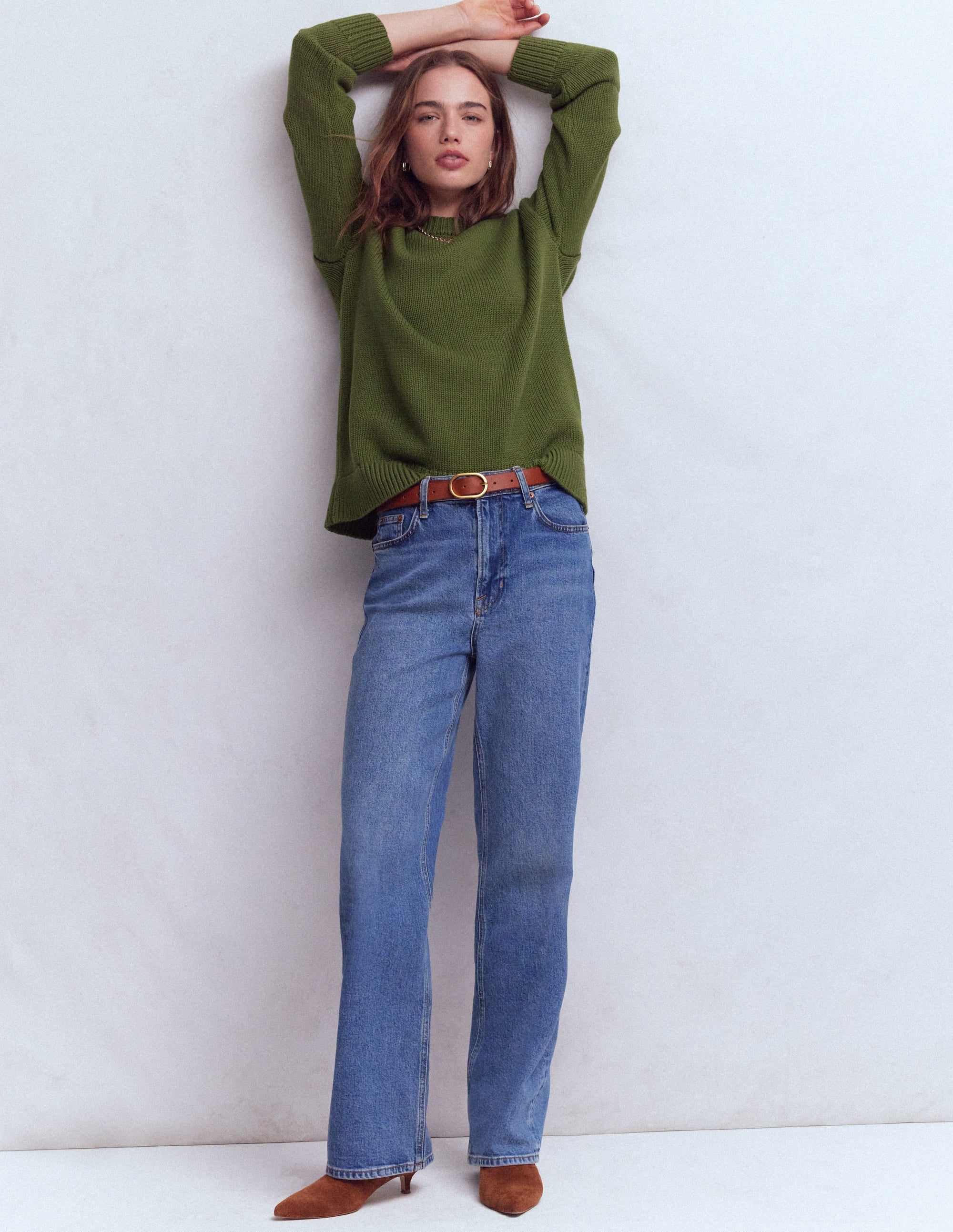 Lucy Oversized Cotton Jumper-Promenade Green - Image 4