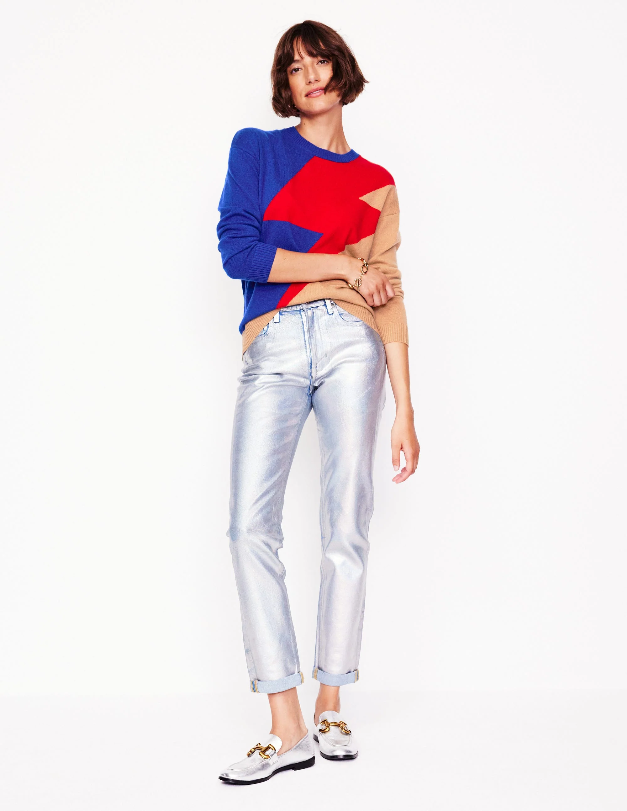 Lydia Cashmere Jumper-Camel, Lightning Bolt - Image 4