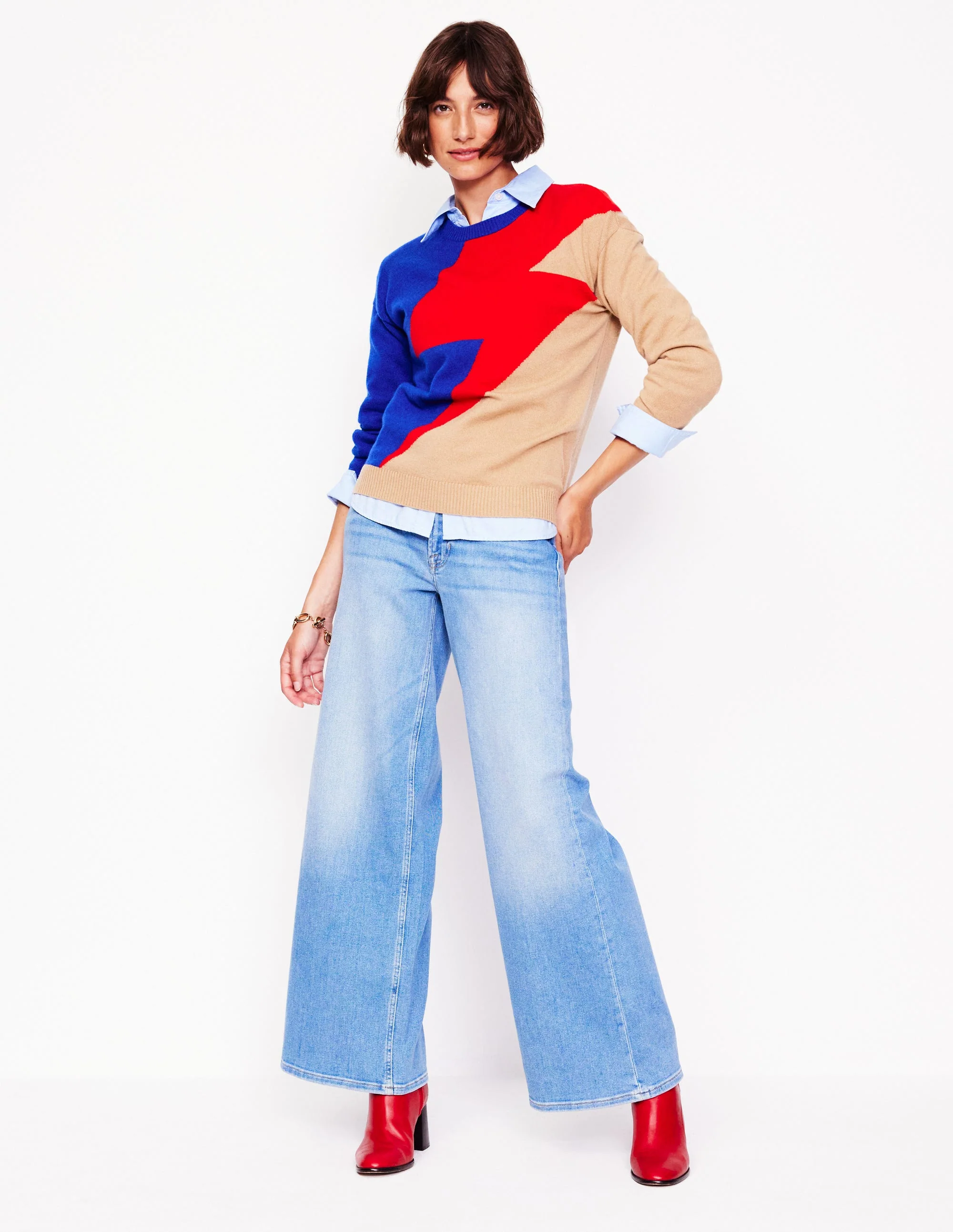 Lydia Cashmere Jumper-Camel, Lightning Bolt - Image 6