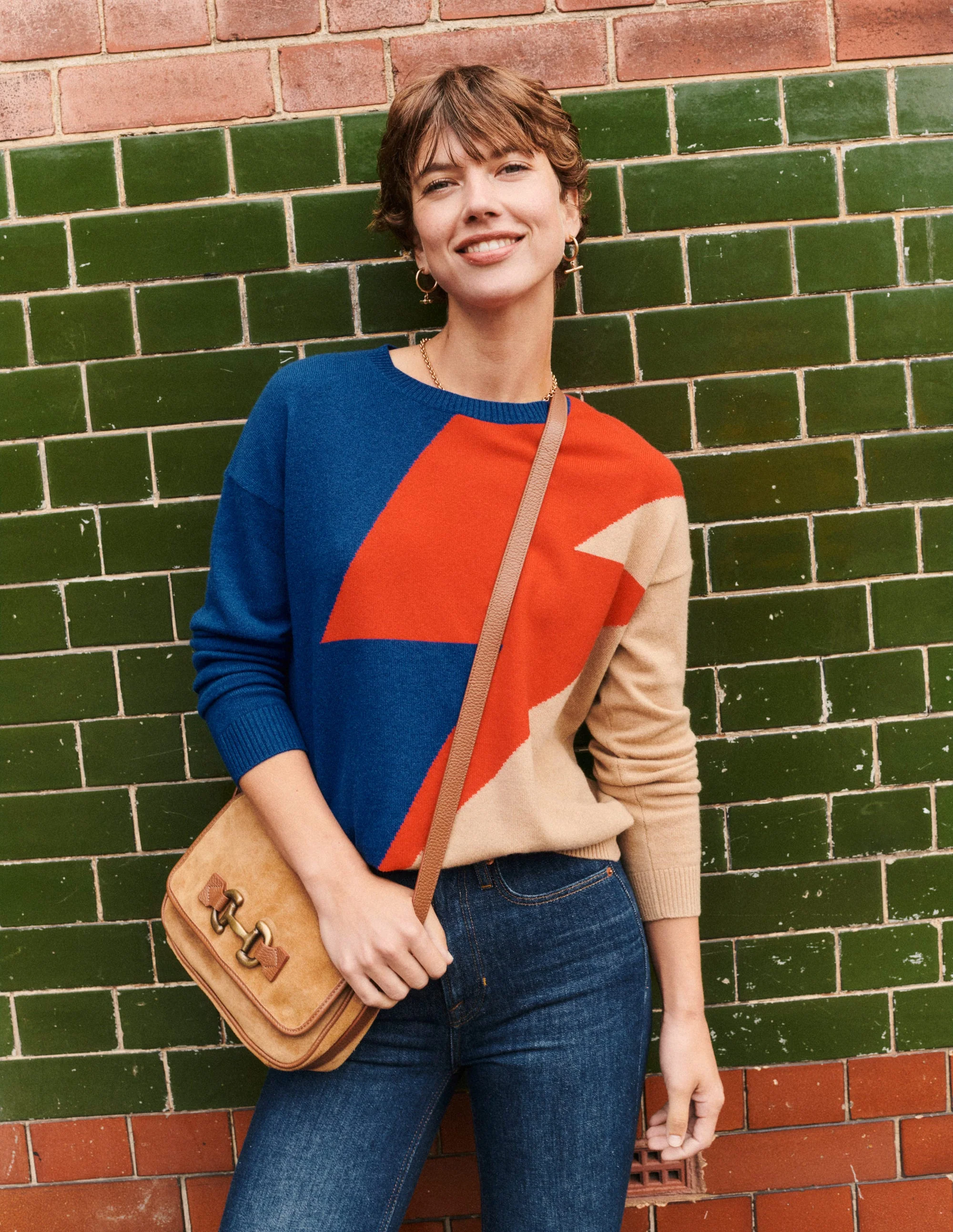 Lydia Cashmere Jumper-Camel, Lightning Bolt - Image 7