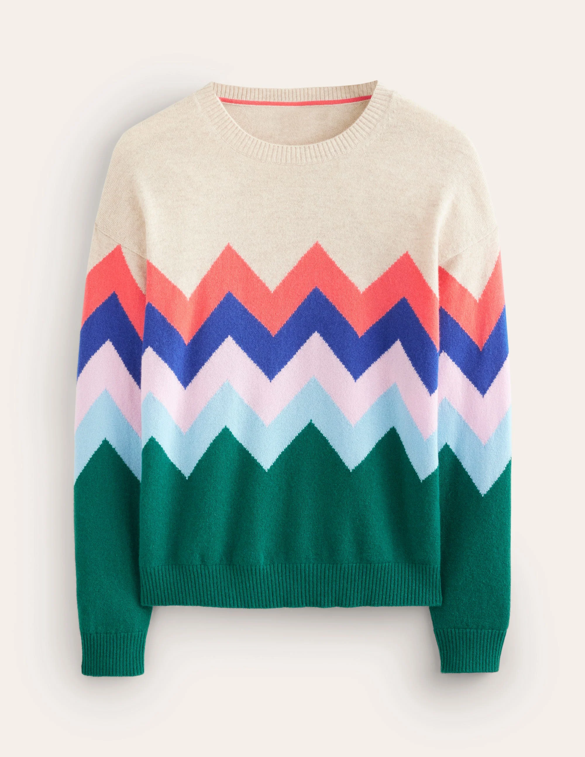 Lydia Cashmere Jumper-Multi, Zig Zag - Image 6