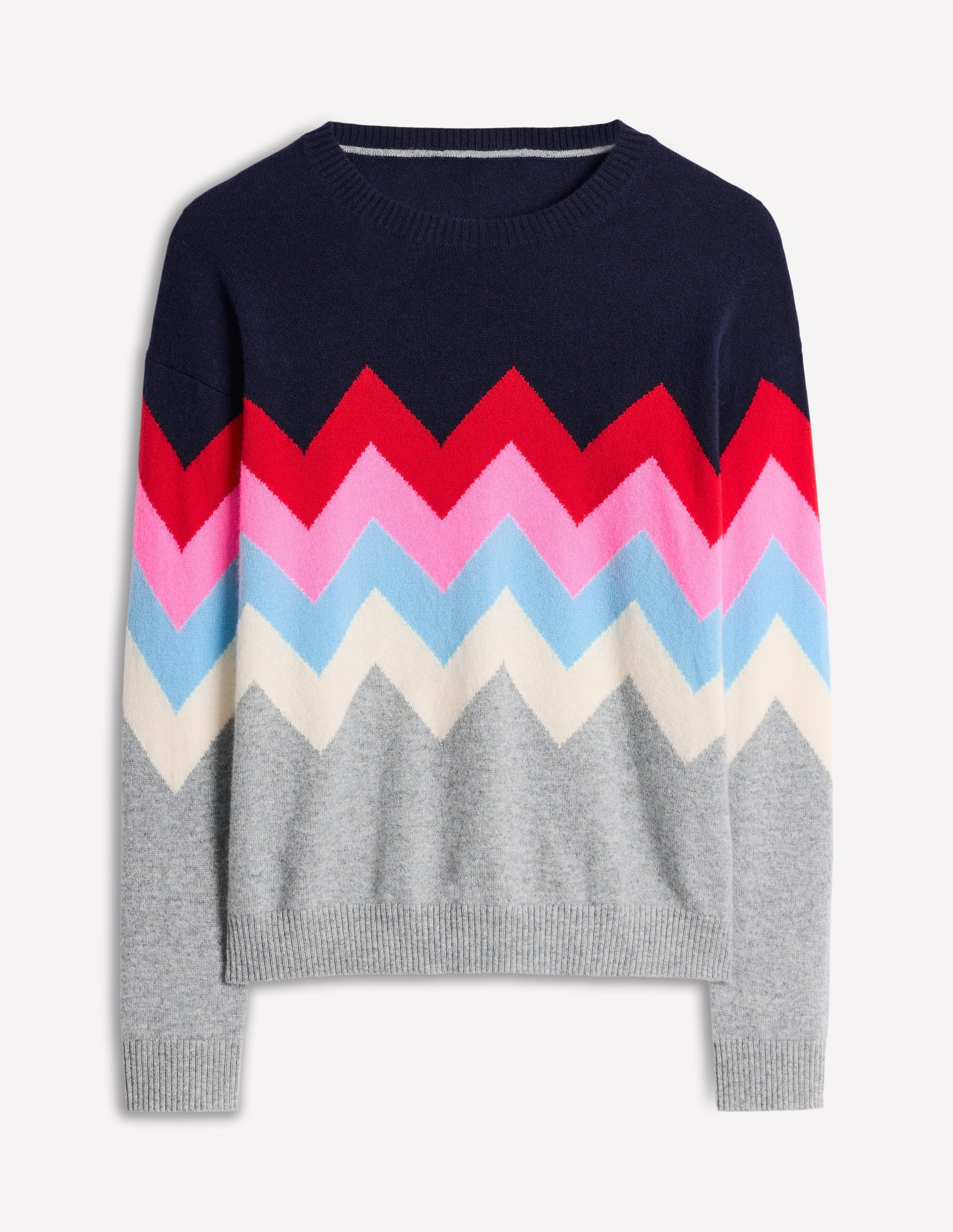 Lydia Cashmere Jumper-Navy, Zig Zag - Image 10