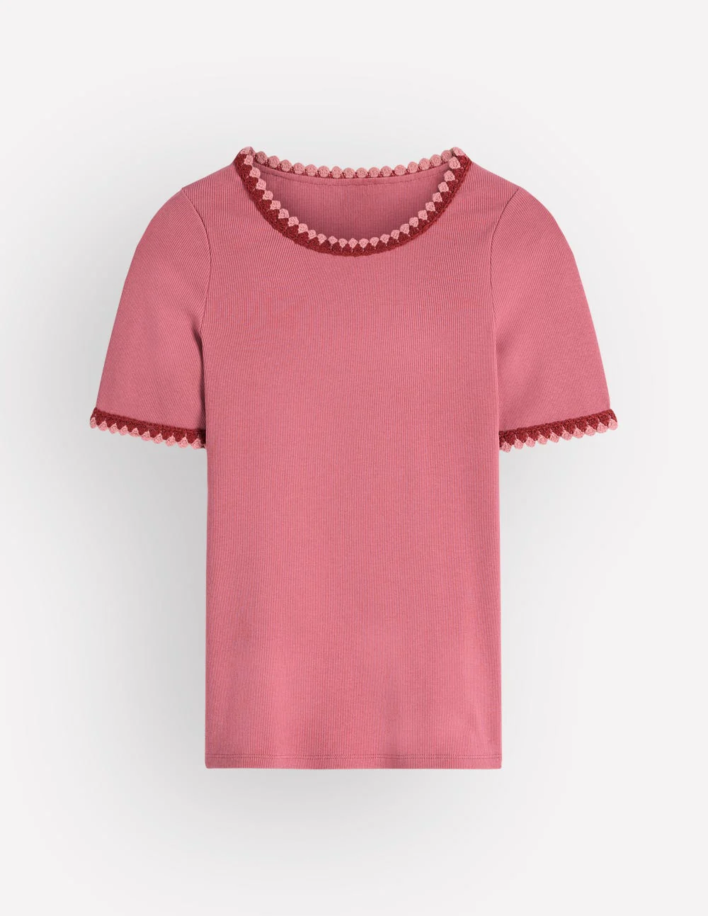 Maddie Trim Detail T-Shirt-Vintage Rose - Image 6