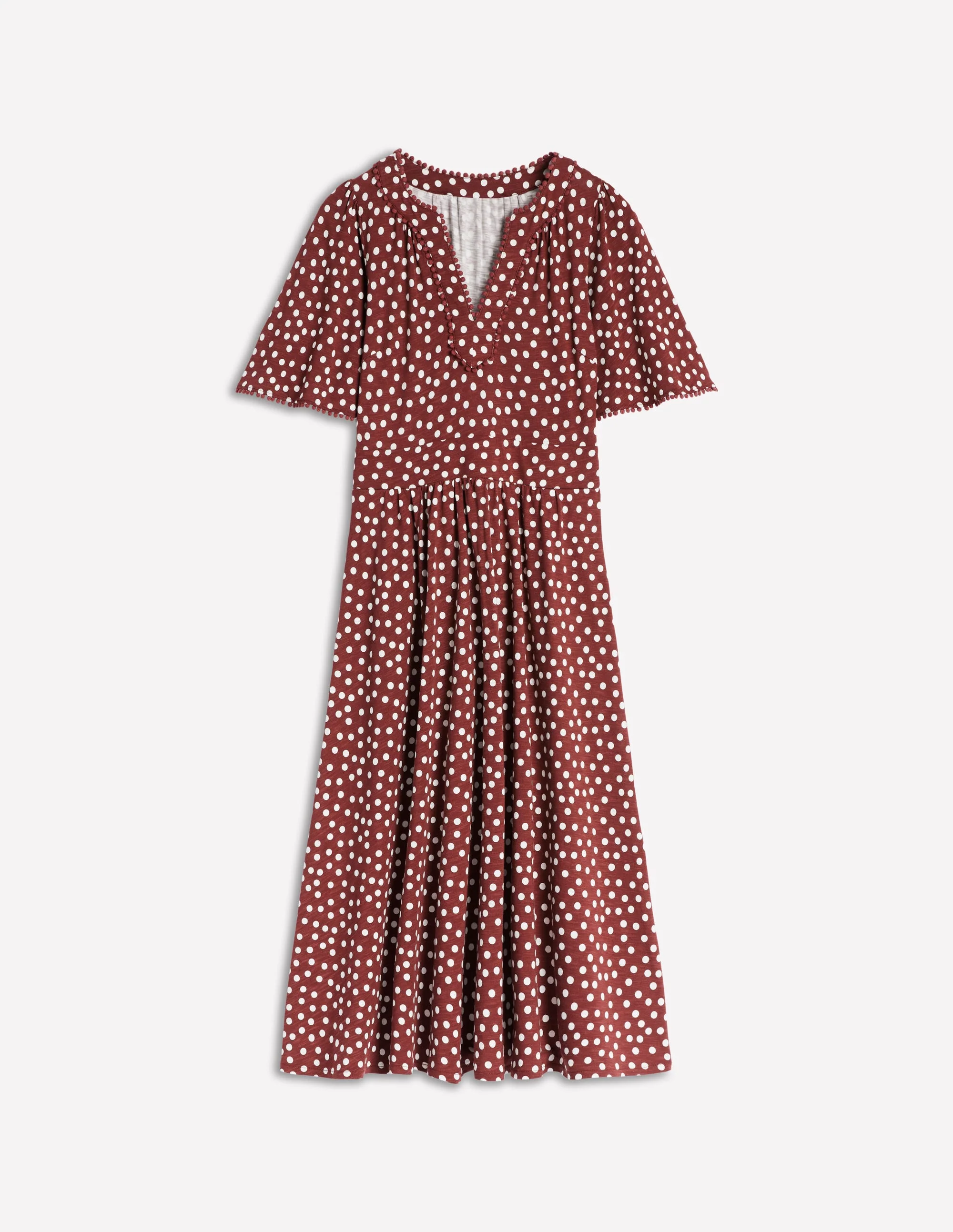 Maddie Trim Jersey Dress-Port and Ivory, Abstract Dot - Image 5