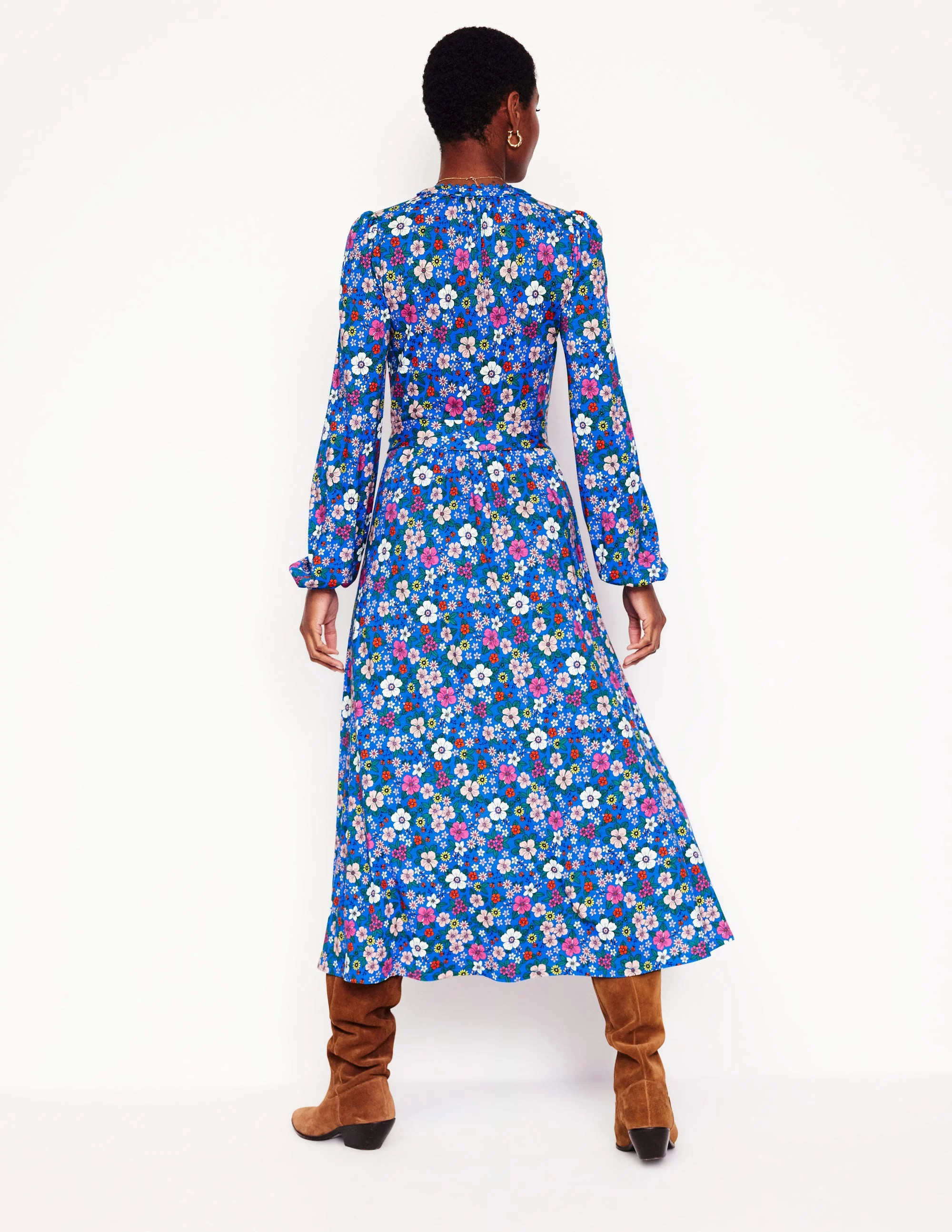 Maeve Trim Jersey Midi Dress-Gallery Blue, Blossom Scatter - Image 3