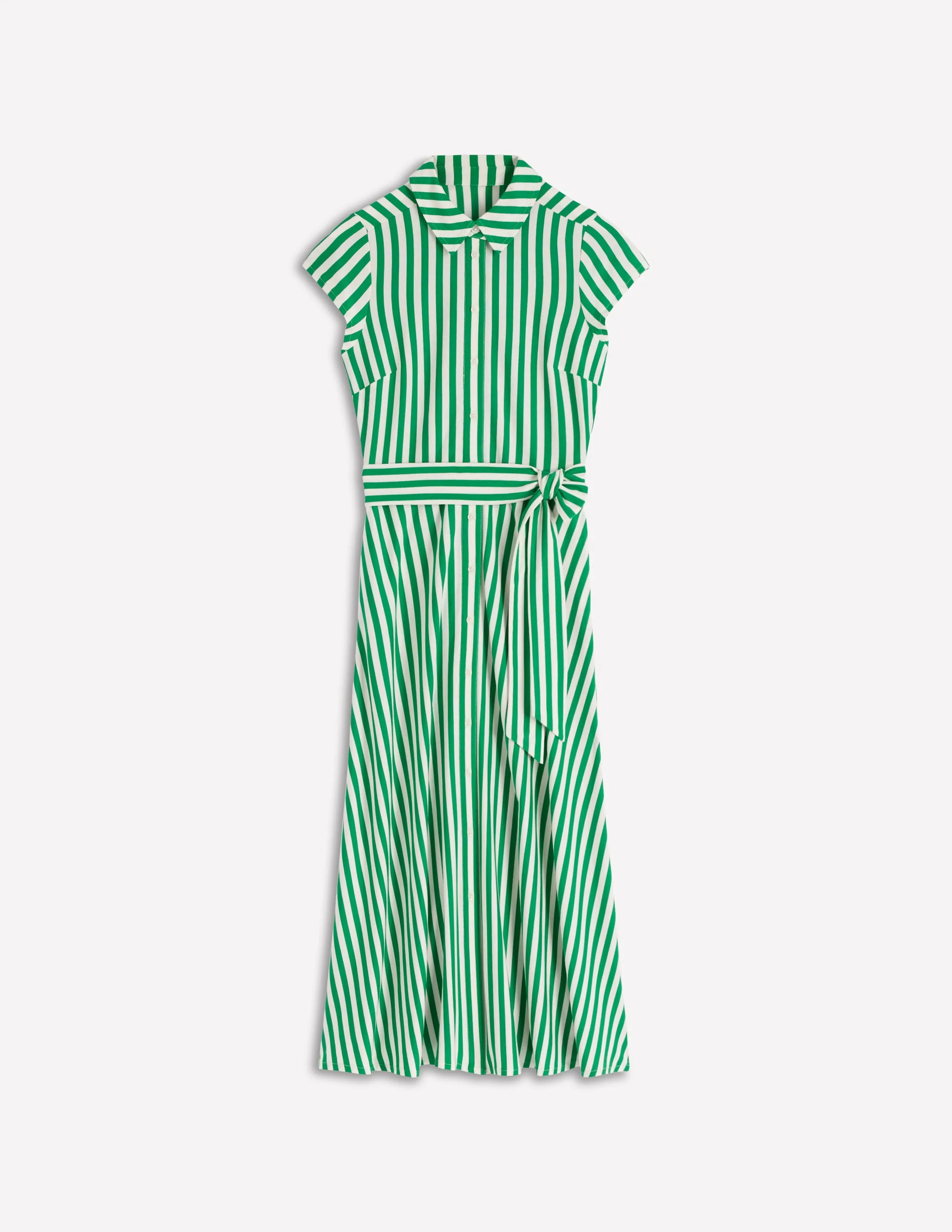 Marcia Jersey Shirt Dress-Green and Ivory Stripe - Image 10