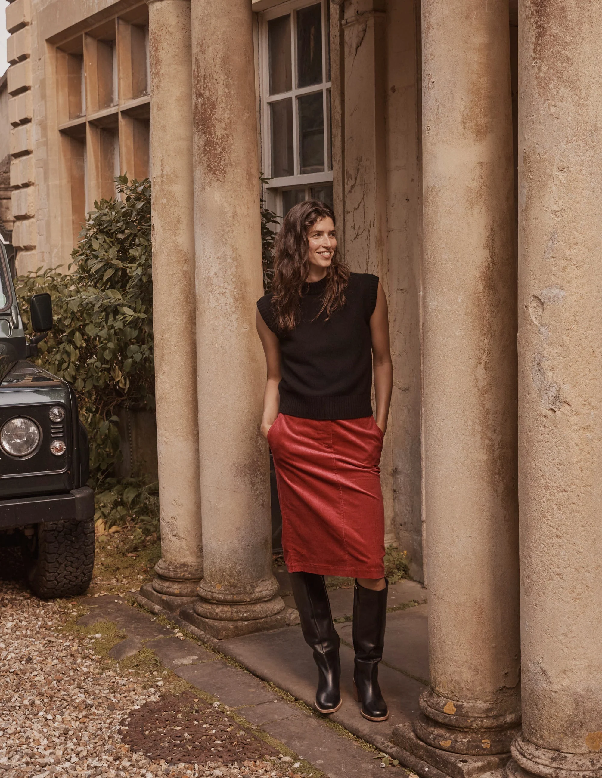 Margot Cord Midi Skirt-Warm Cranberry - Image 5