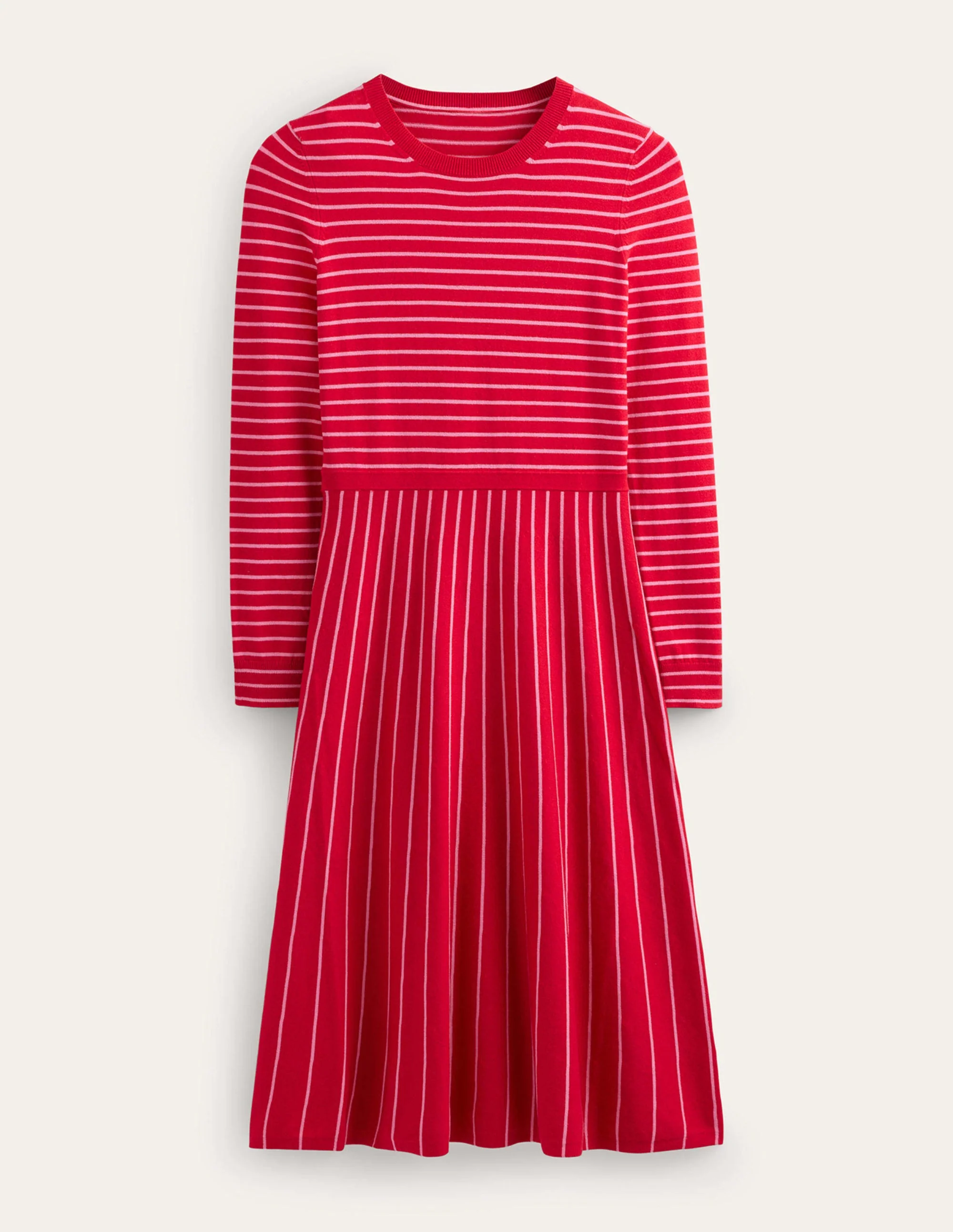 Maria Knitted Midi Dress-Hot Pepper and Crayon Pink - Image 7