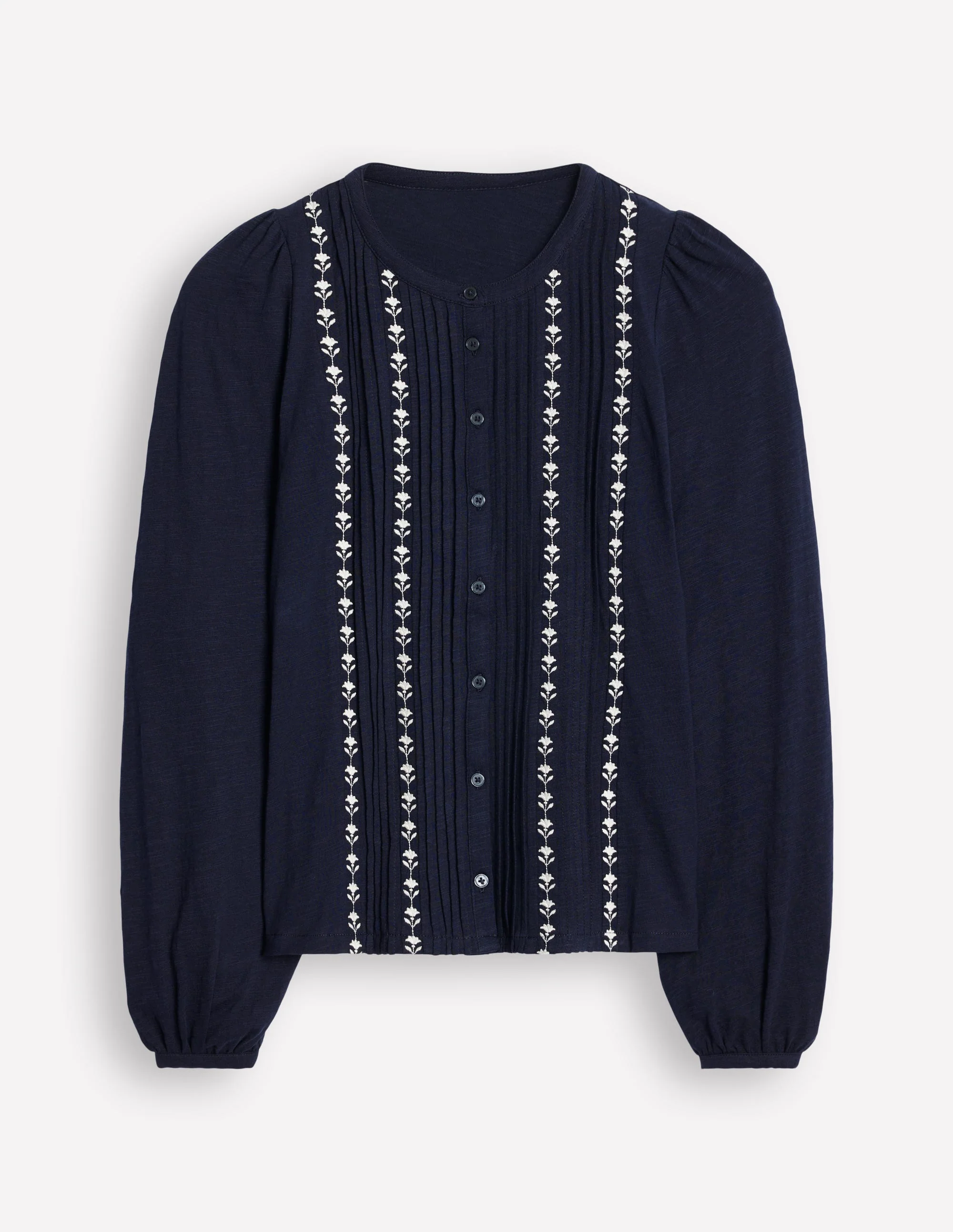 Marina Embroidered Shirt-Navy - Image 5