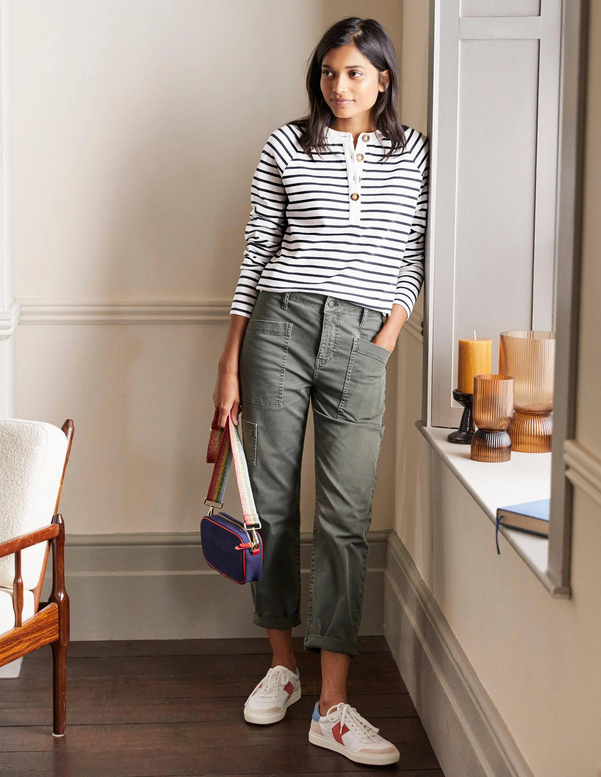 Mariner Henley Top-Ivory/Navy - Image 3