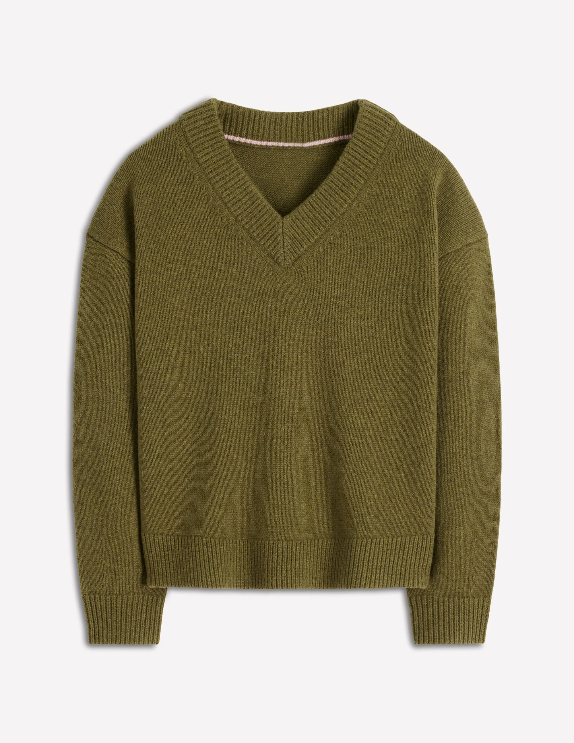 Marion Merino V-neck Sweater-Promenade Green Melange - Image 7