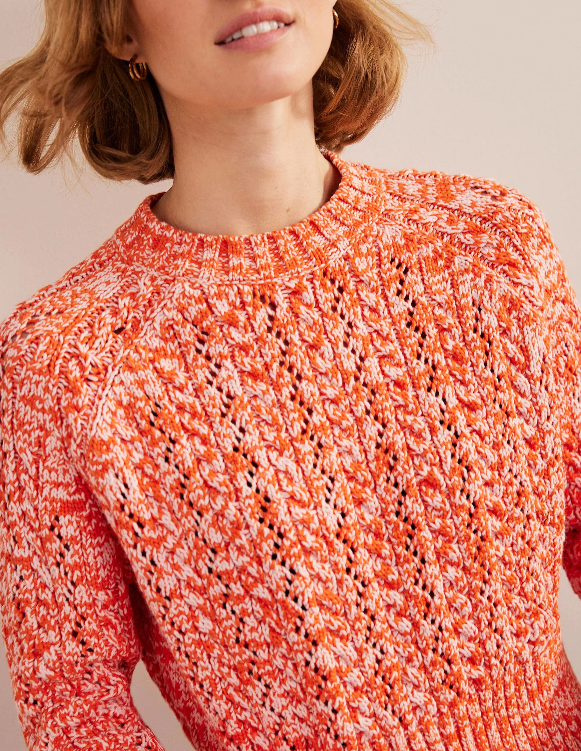 Marled Cable Sweater-Orange, Pink Marl - Image 2