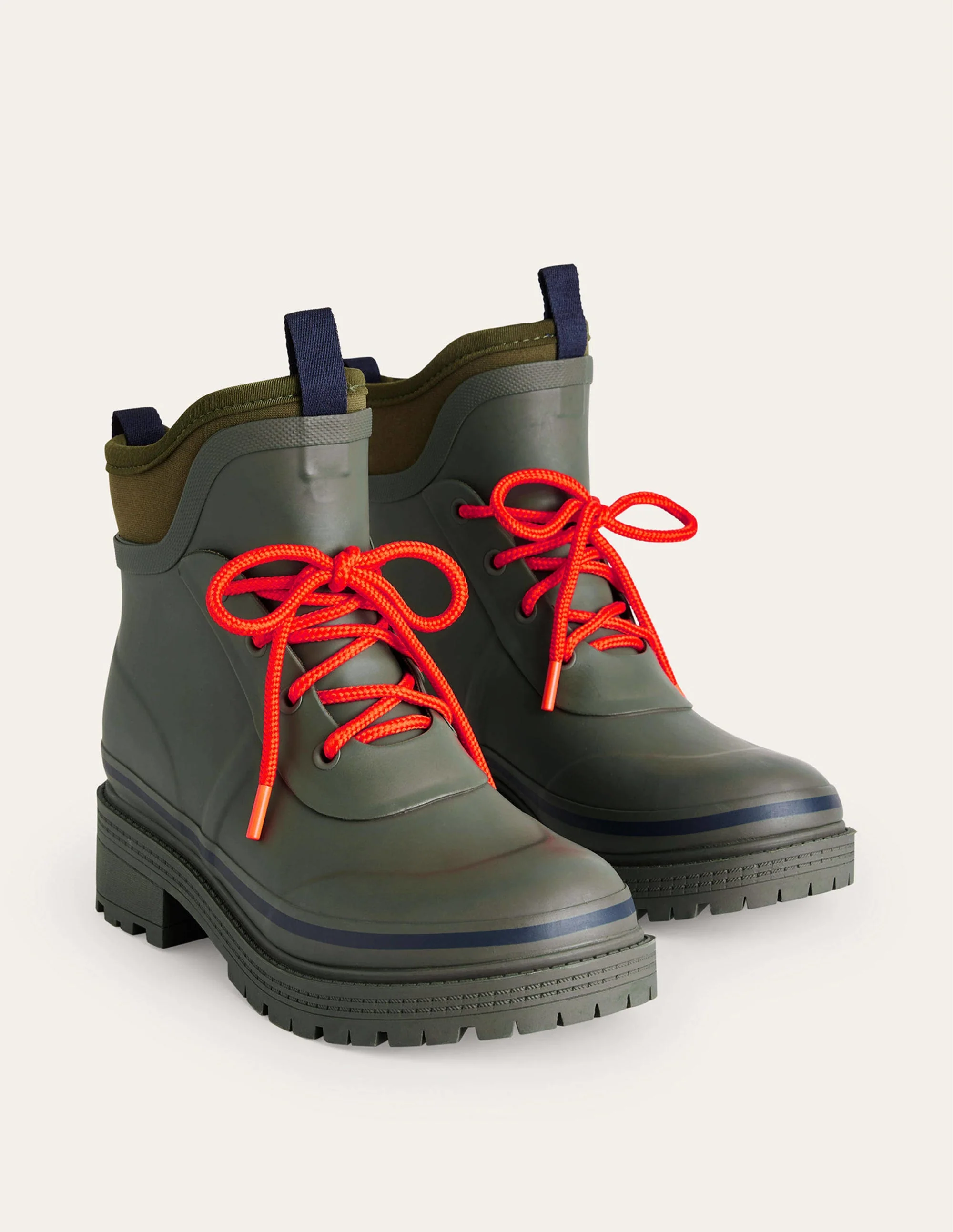 Mary Lace-up Wellington Boots-Deep Olive - Image 4