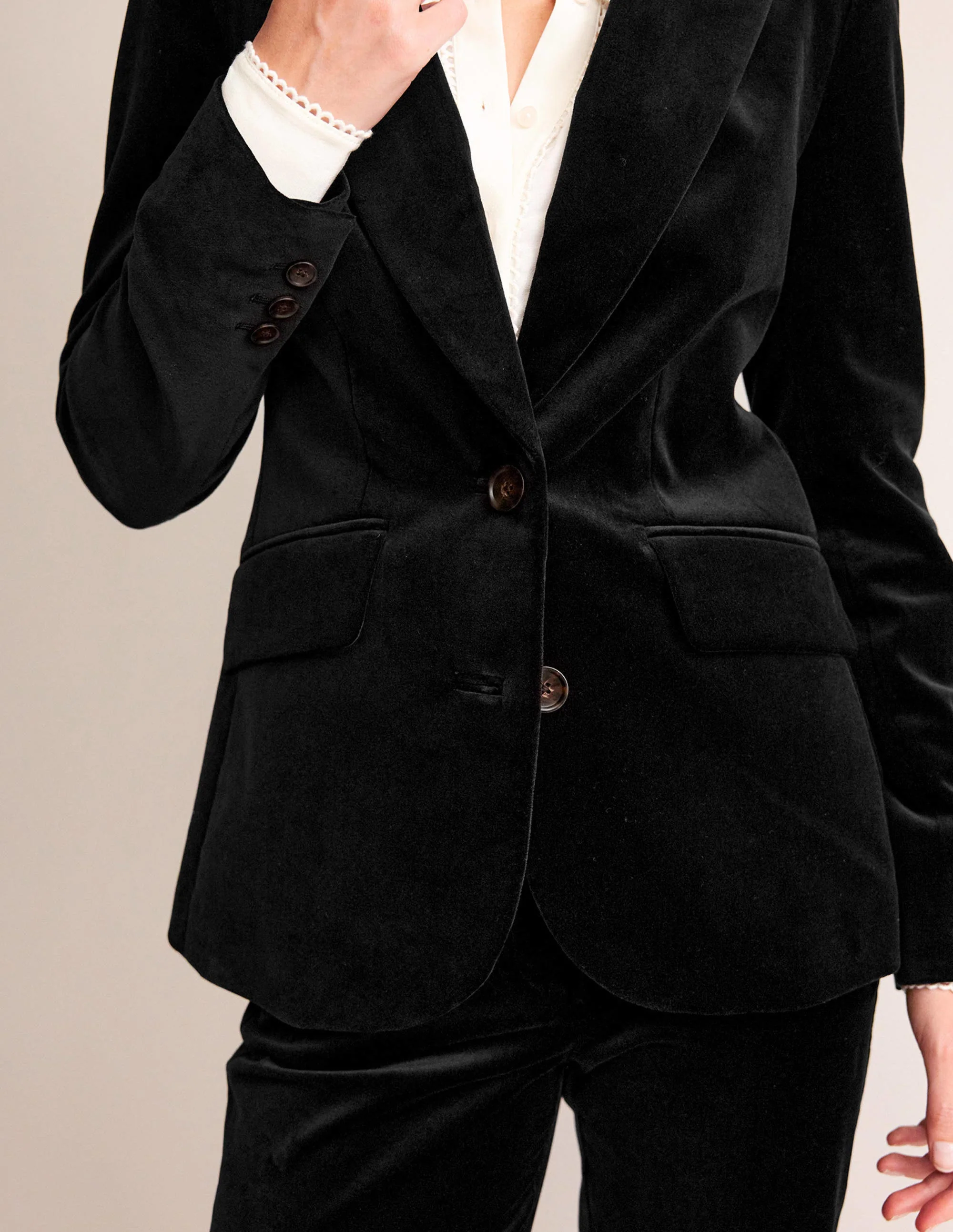 Marylebone Velvet Blazer-Black - Image 2