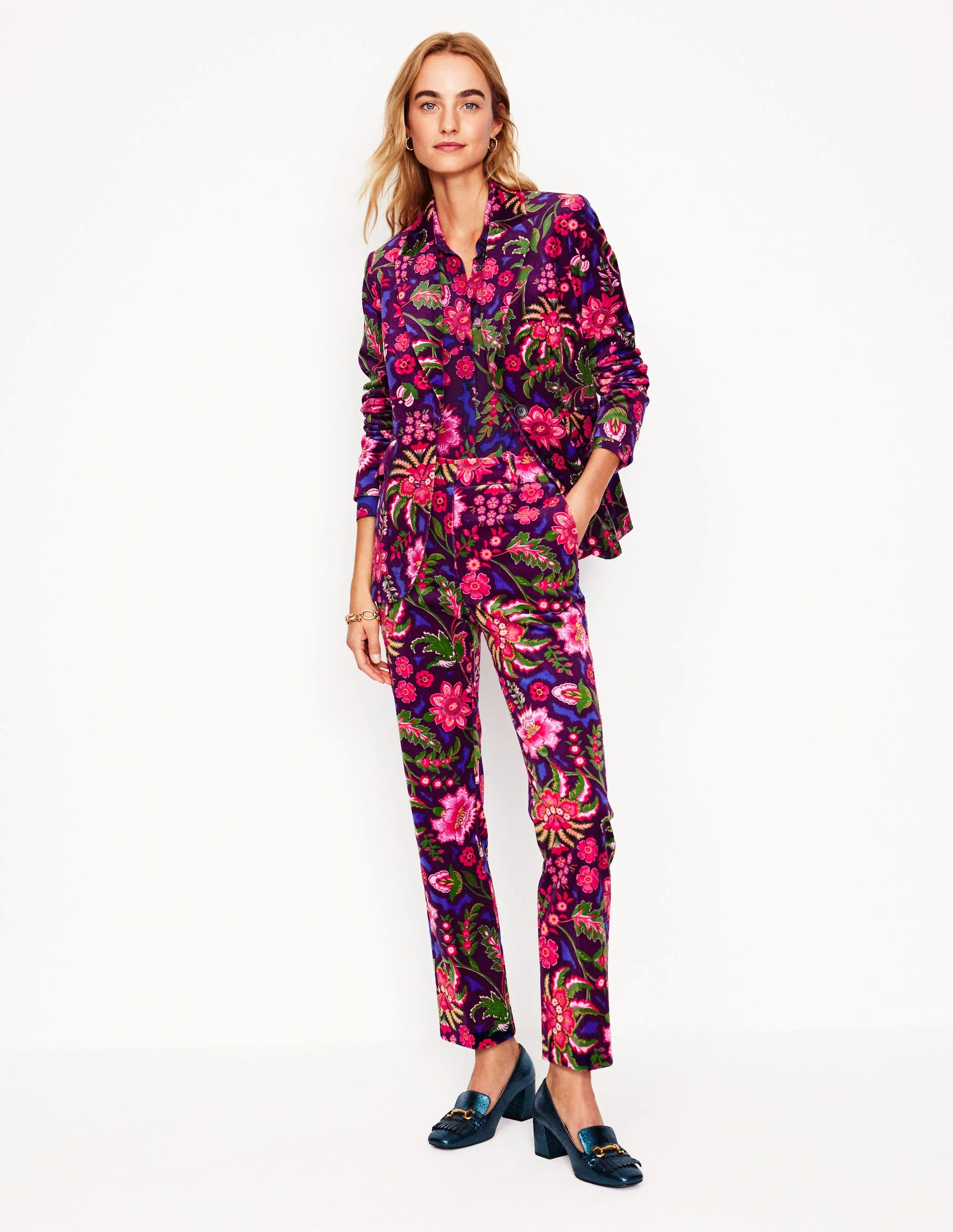 Marylebone Velvet Blazer-Blossom Flourish - Image 4