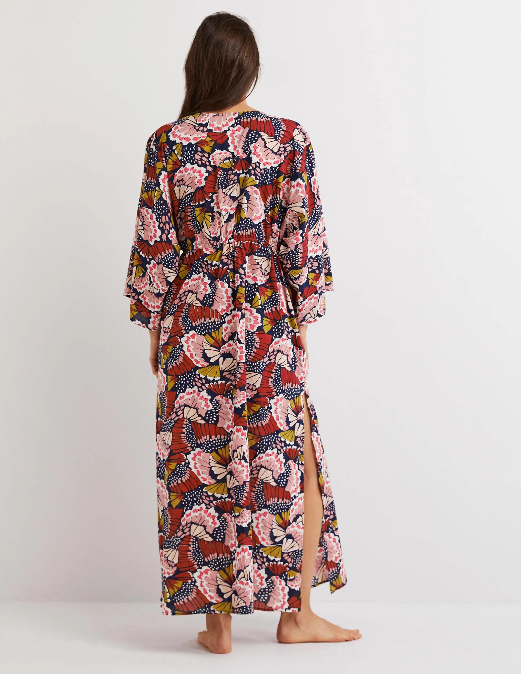 Maxi Empire Beach Kaftan Dress-Multi, Petal Stamp - Image 3