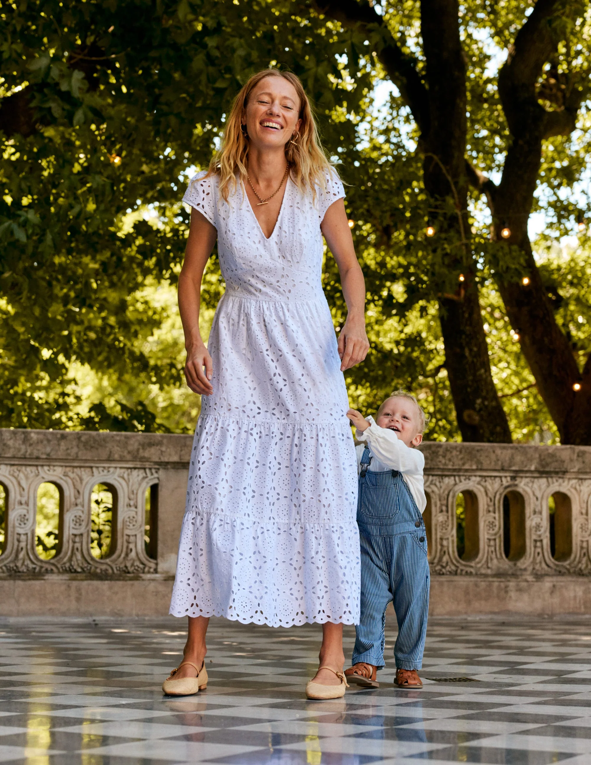 May Broderie Midi Tea Dress-White - Image 5