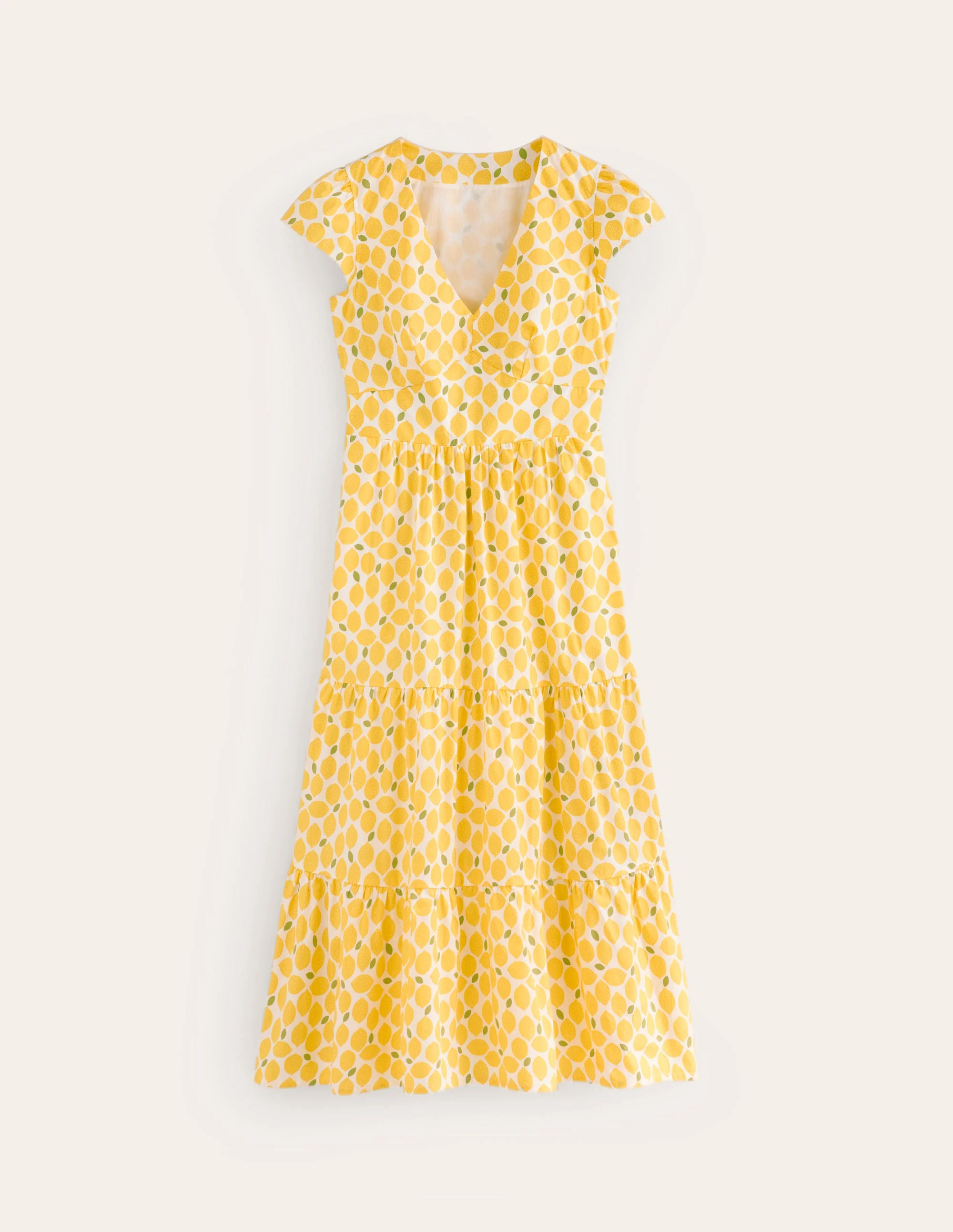 May Cotton Midi Tea Dress-Passionfruit, Lemons - Image 6