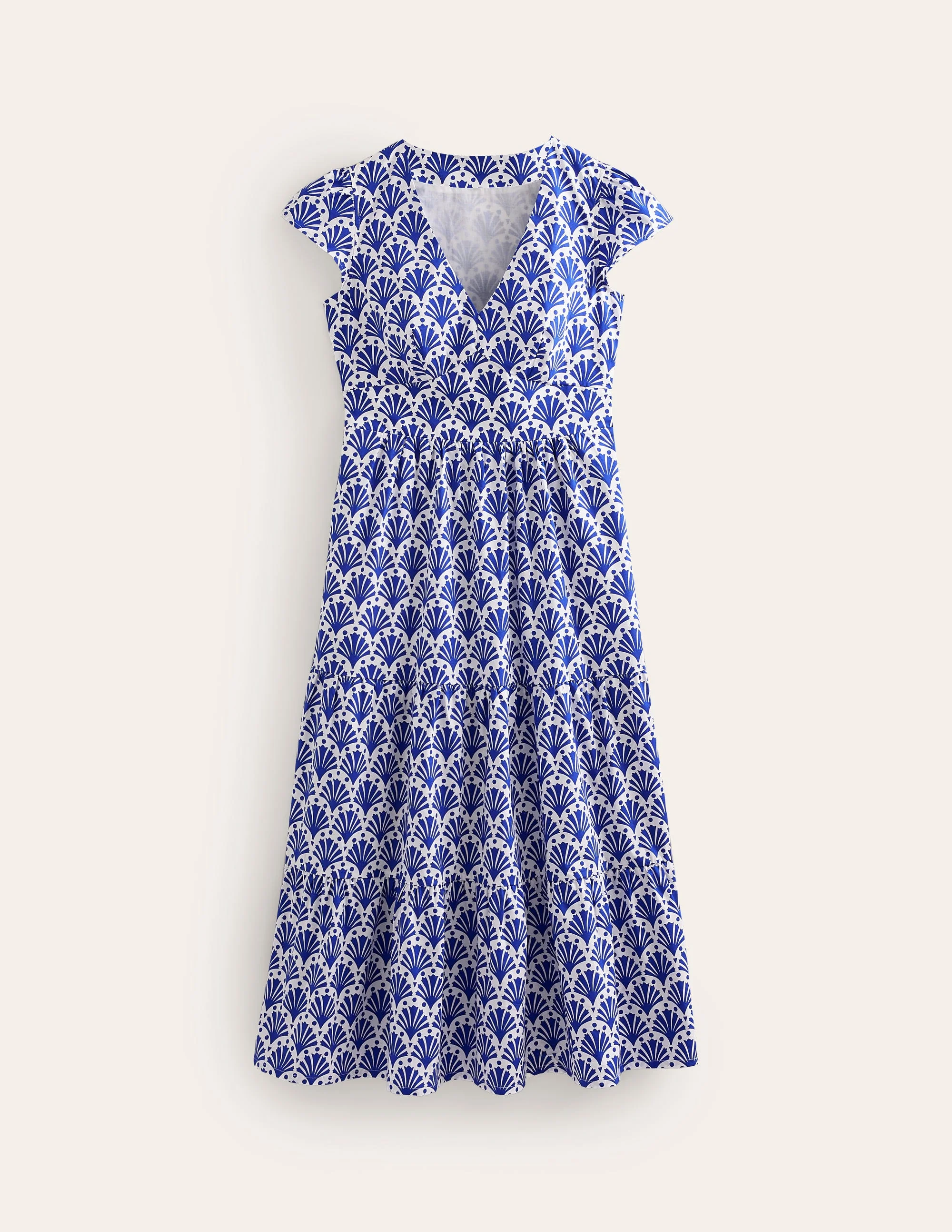 May Cotton Midi Tea Dress-Surf The Web, Shells - Image 6