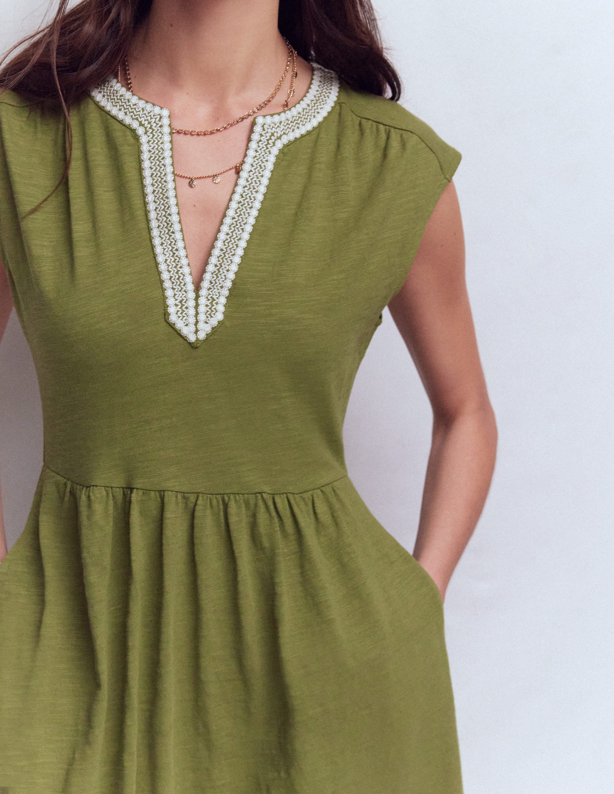 May Jersey Short Dress-Olive - Image 2