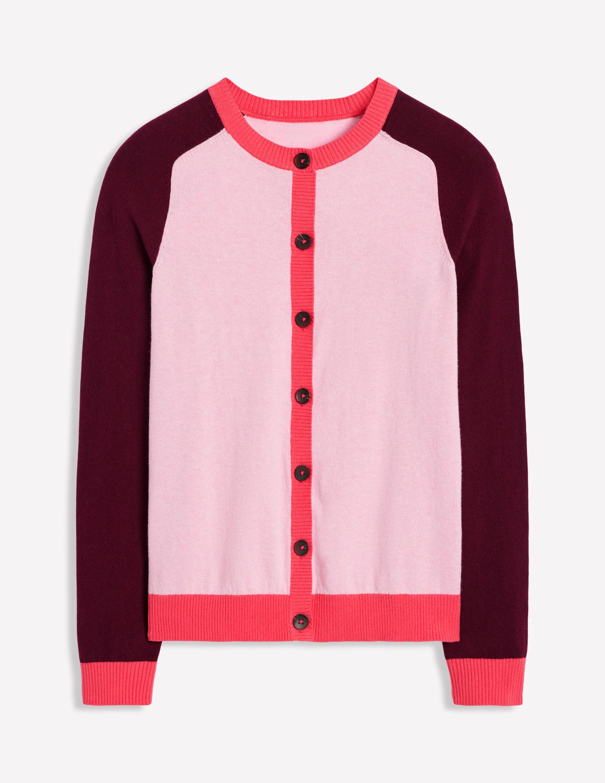 Meg Raglan Sleeve Cardigan-Soft Pink, Colourblock - Image 5