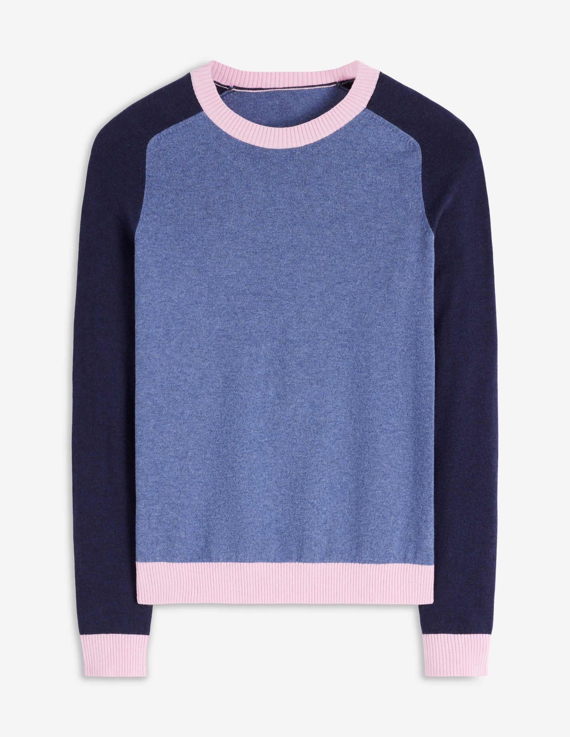 Meg Saddle Sleeve Sweater-Blue, Pink Colour Block - Image 5