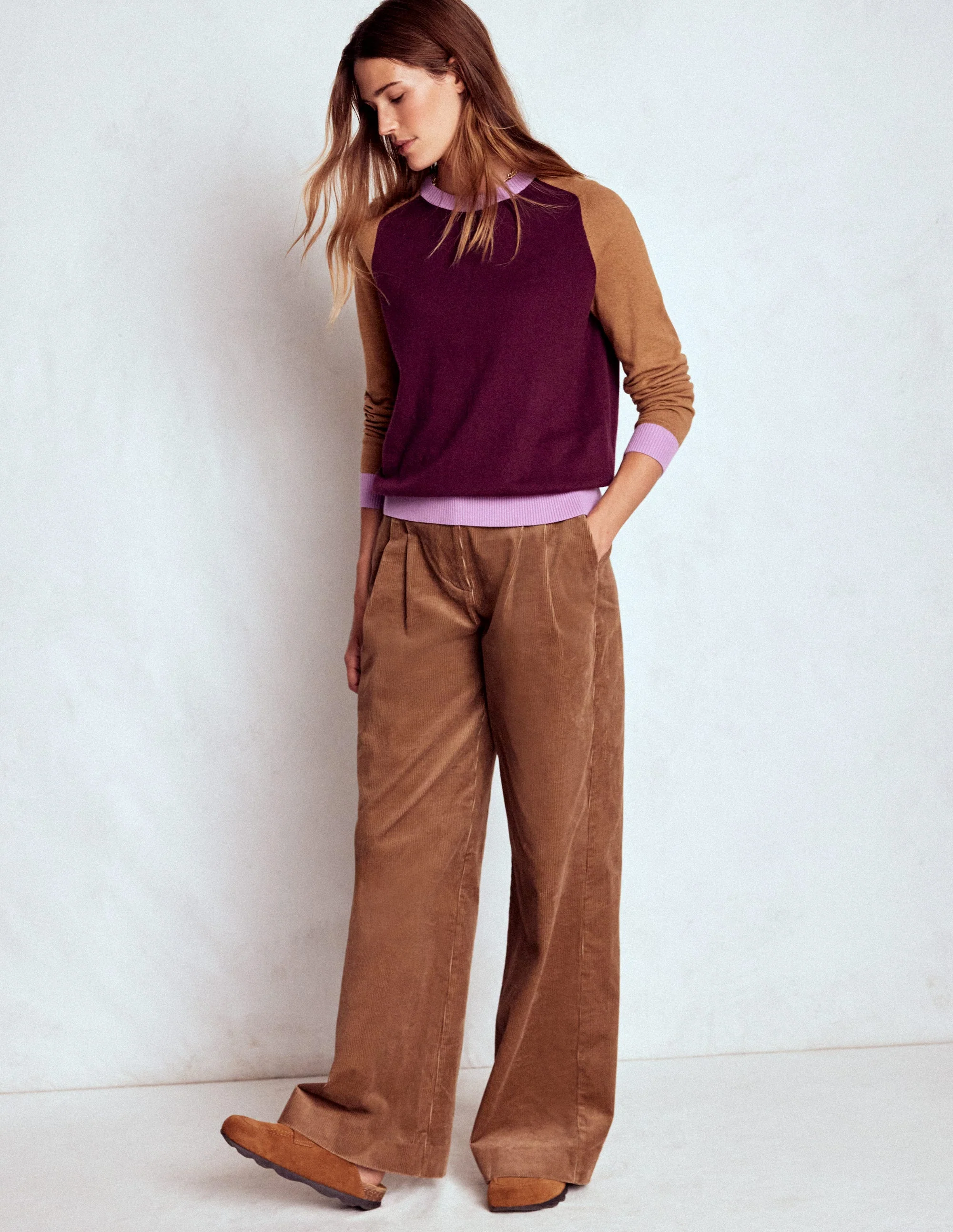 Meg Saddle Sleeve Sweater-Plum Jam,  Colour Block - Image 4