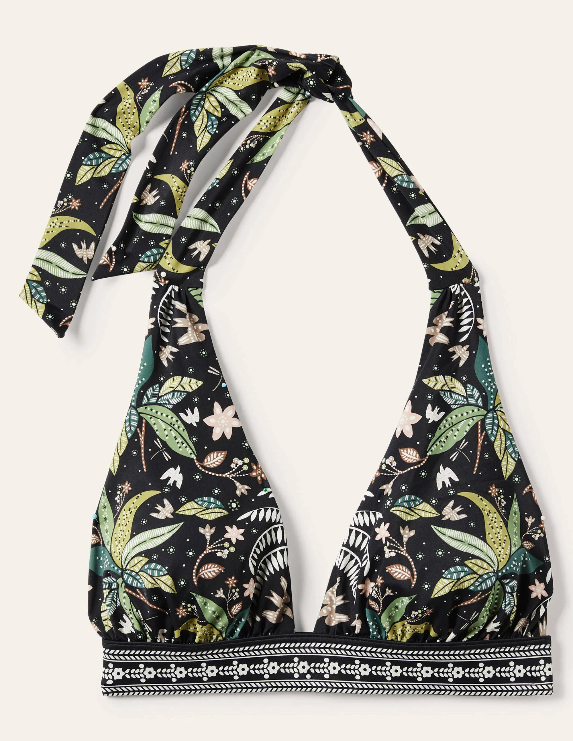 Merano Deep V-neck Bikini Top-Nero, Oriental Trim - Image 5