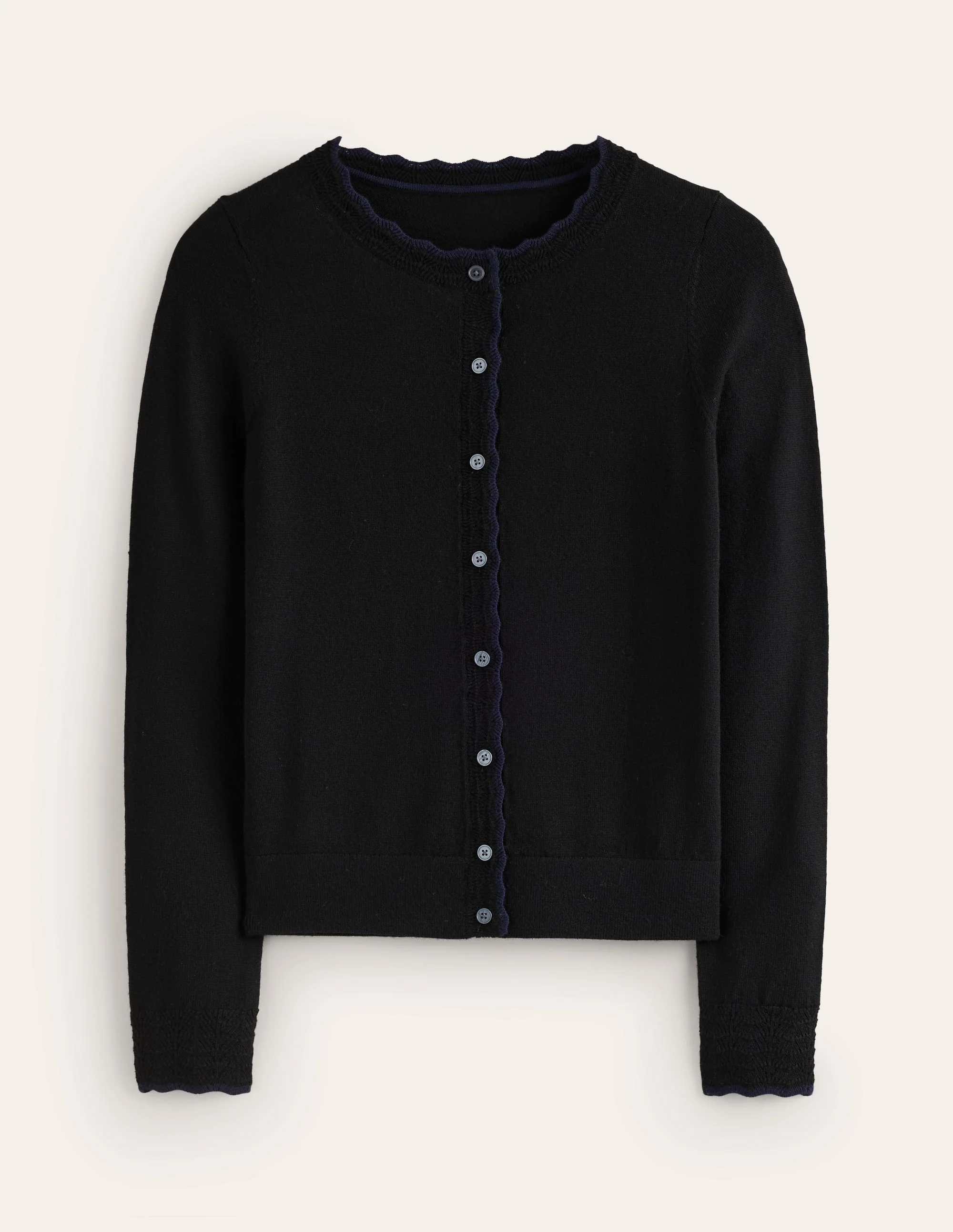 Merino Scalloped Cardigan-Black - Image 5