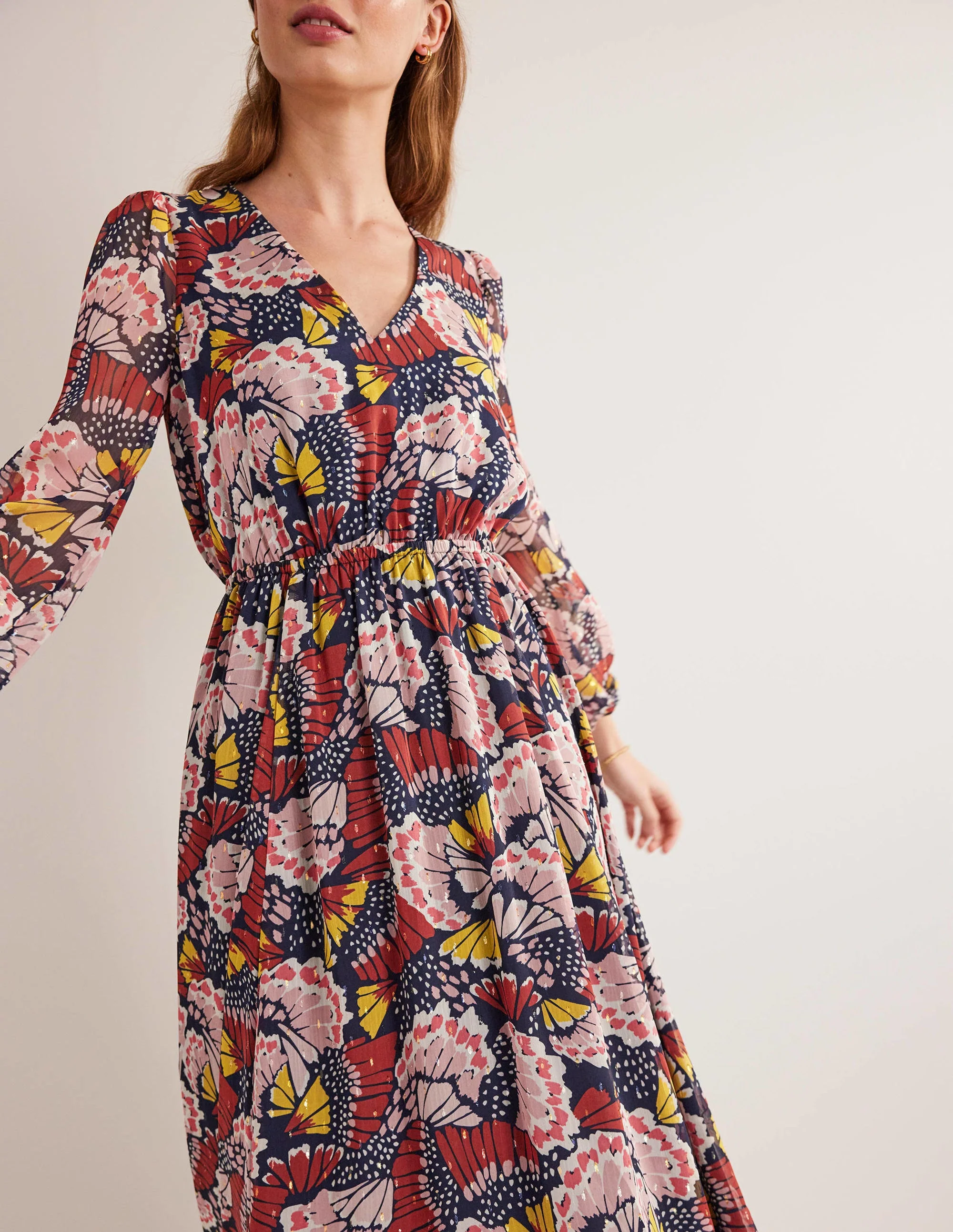 Metallic Detail Maxi Dress-Multi, Petal Stamp - Image 4