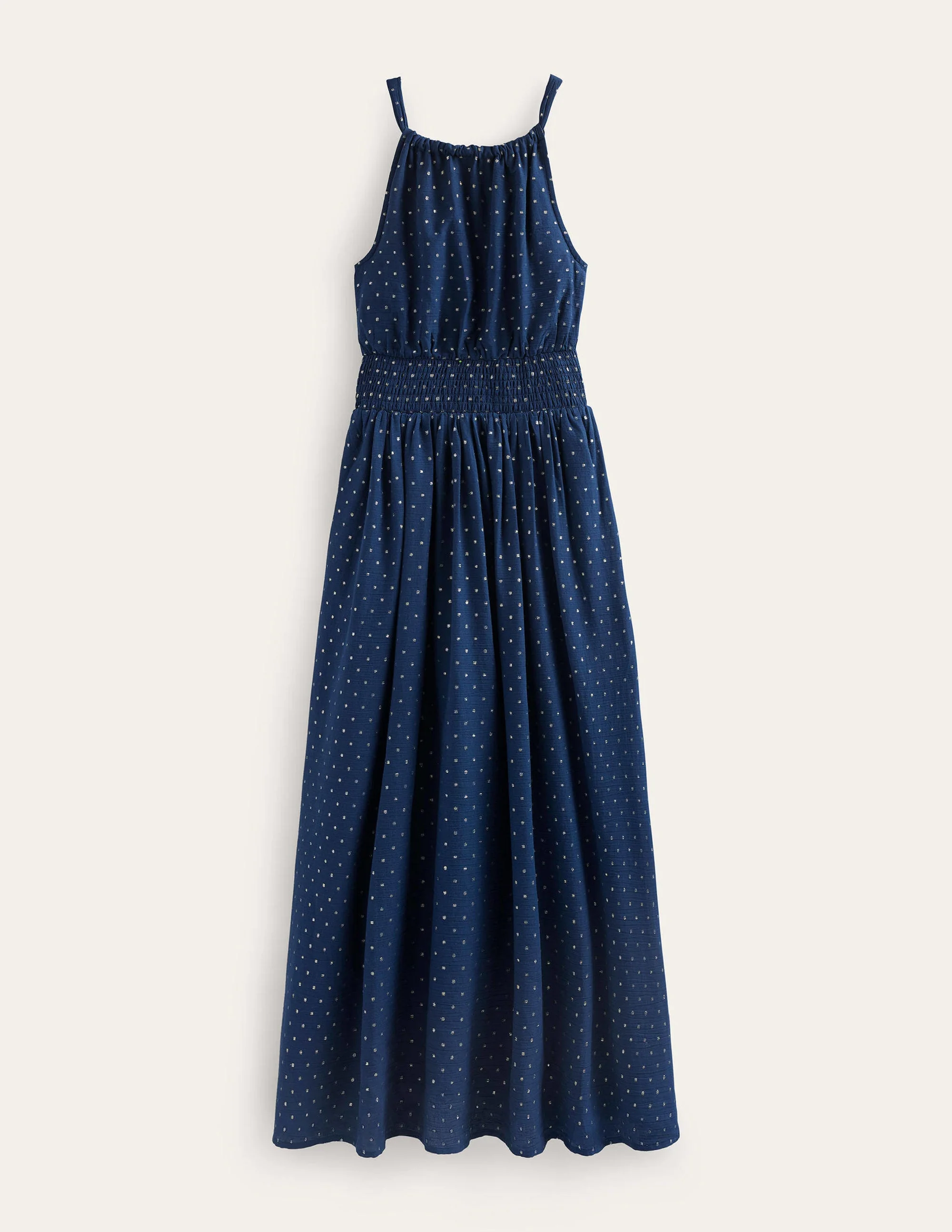 Metallic Detail Maxi Dress-Navy, Gold Clip - Image 5