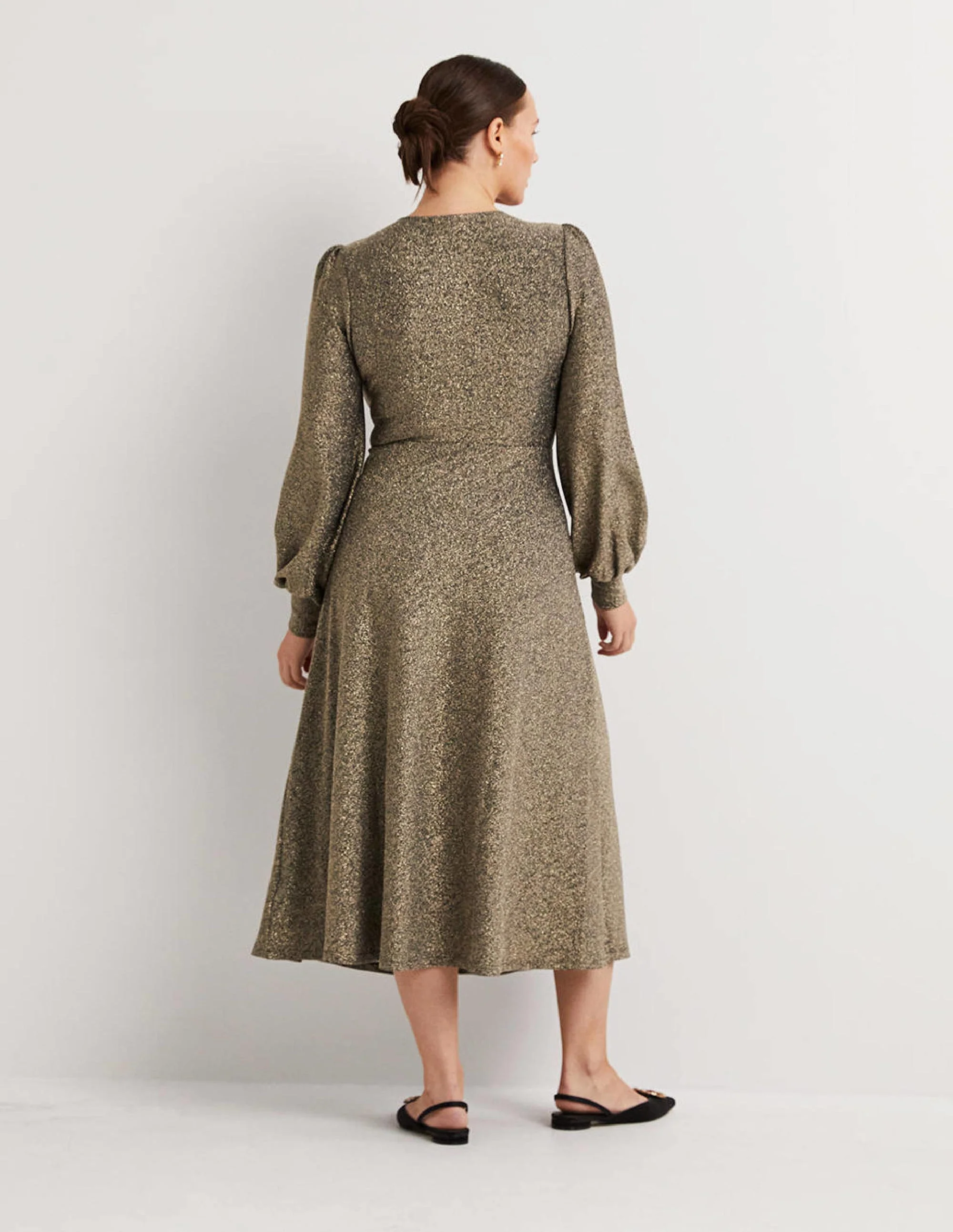 Metallic Jersey Midi Dress-Gold Sparkle - Image 3