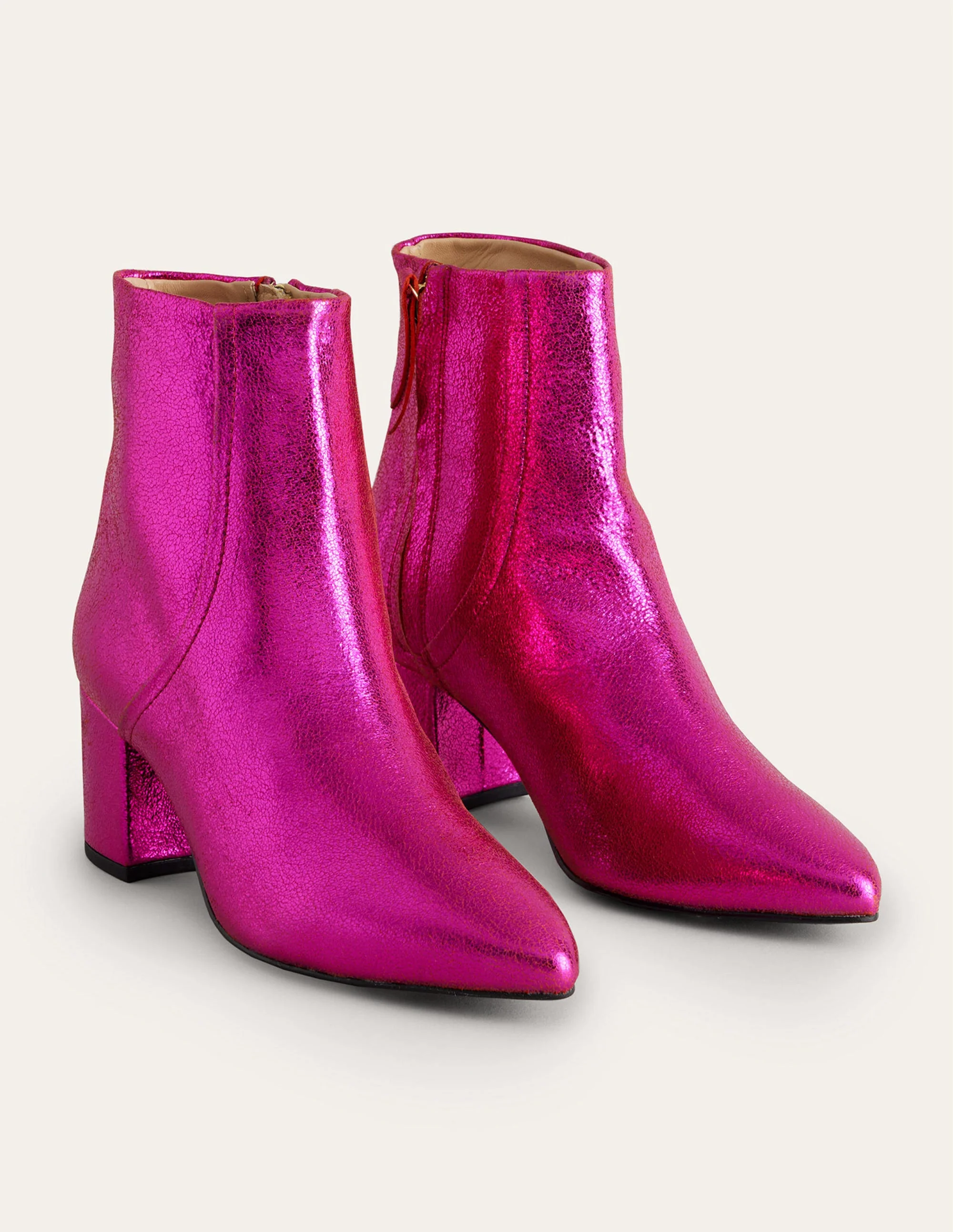Metallic Leather Ankle Boots-Wild Watermelon Leather - Image 2