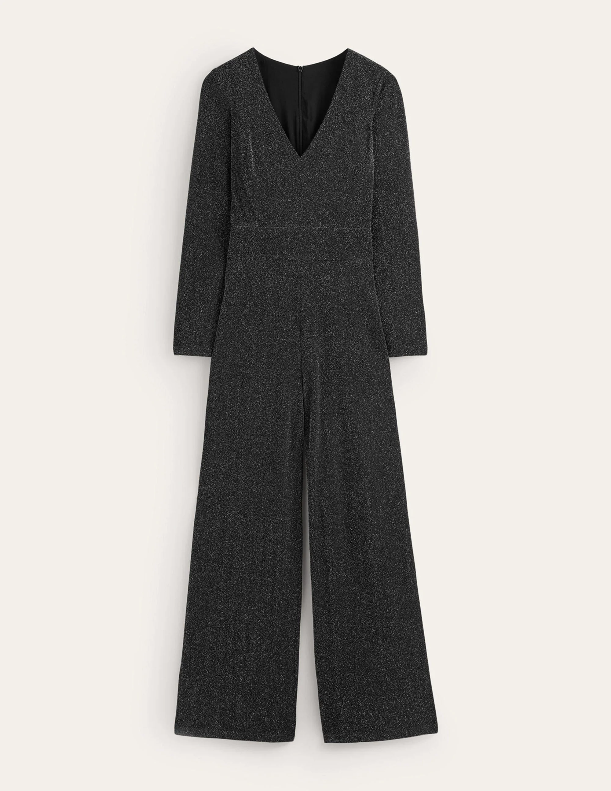 Metallic Plunge Jumpsuit-Black - Image 6