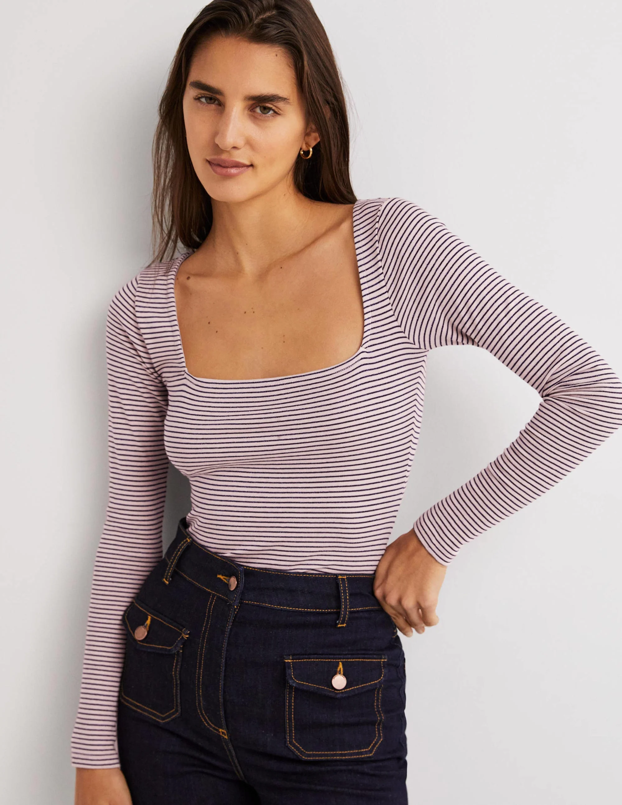 Metallic Stripe Top-Pink Frosting