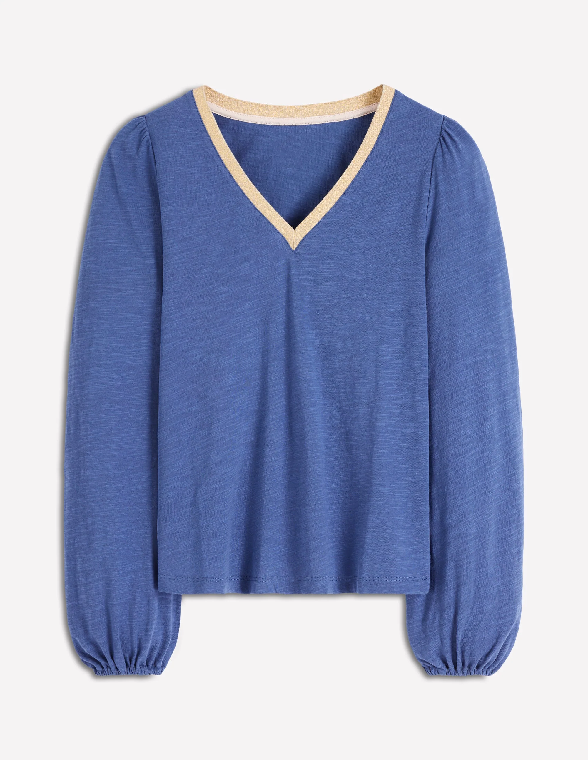 Metallic Trim V-neck Top-True Navy - Image 5