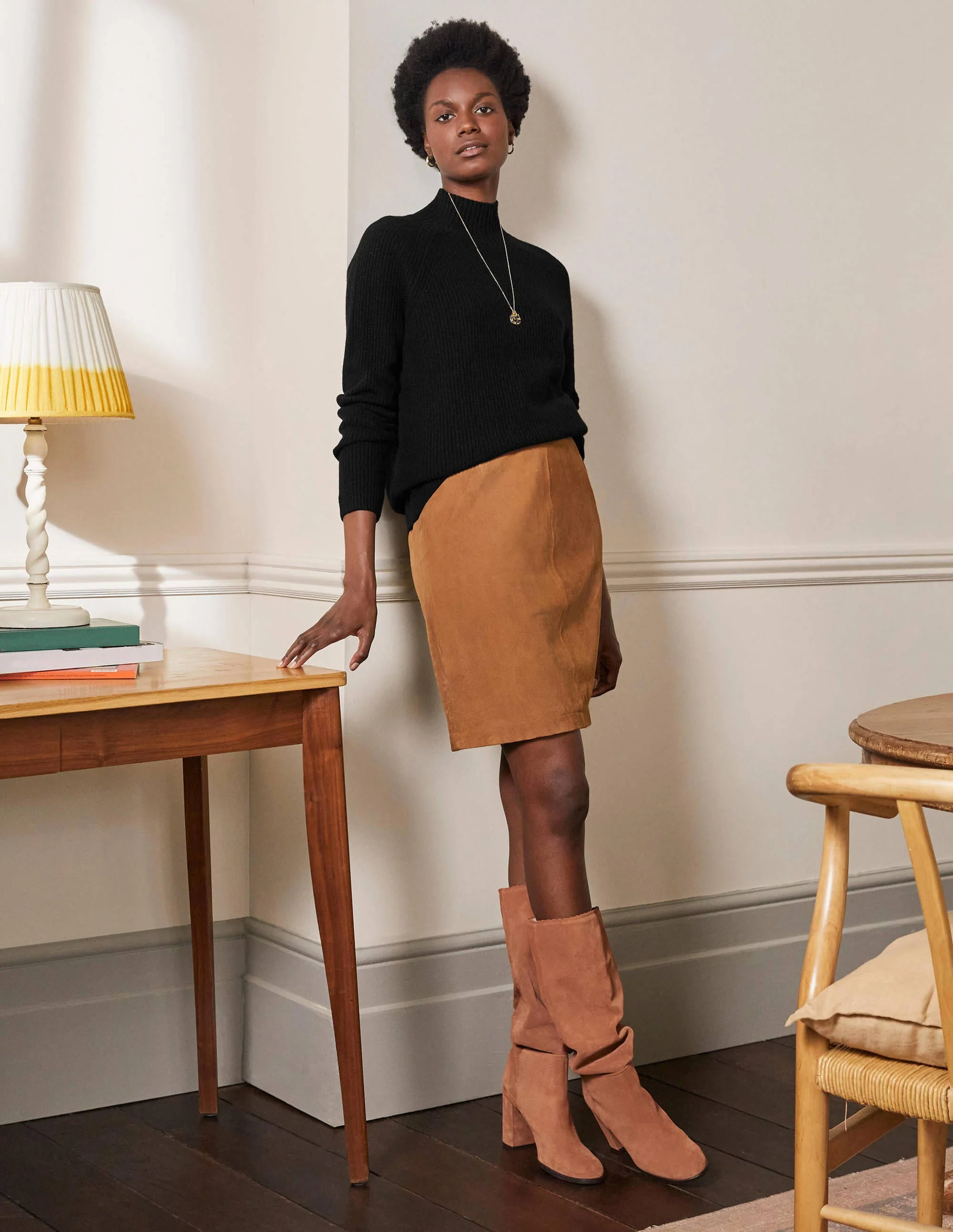 Mia Ribbed High Neck Sweater-Black - Image 4