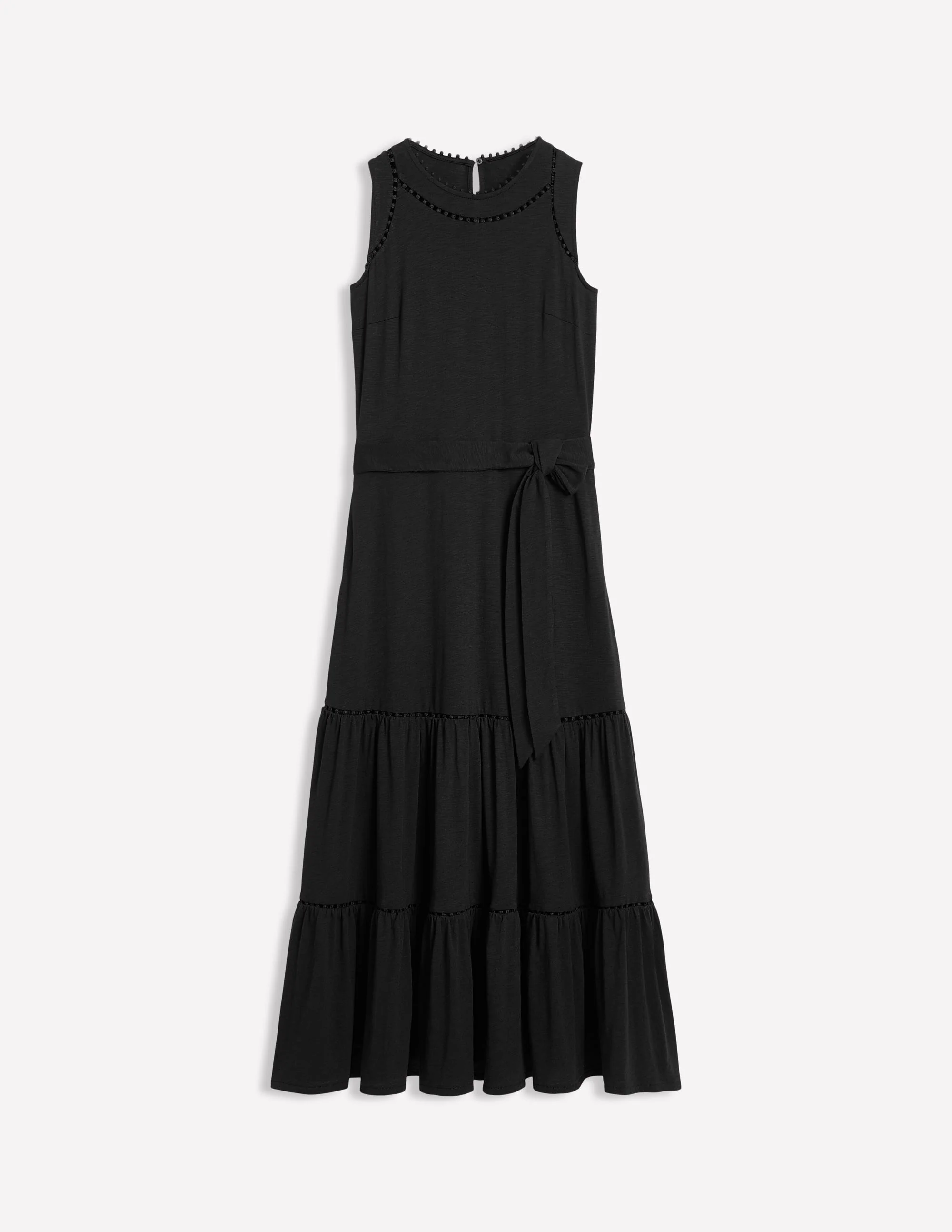 Mila Trim Tiered Jersey Dress-Black - Image 5