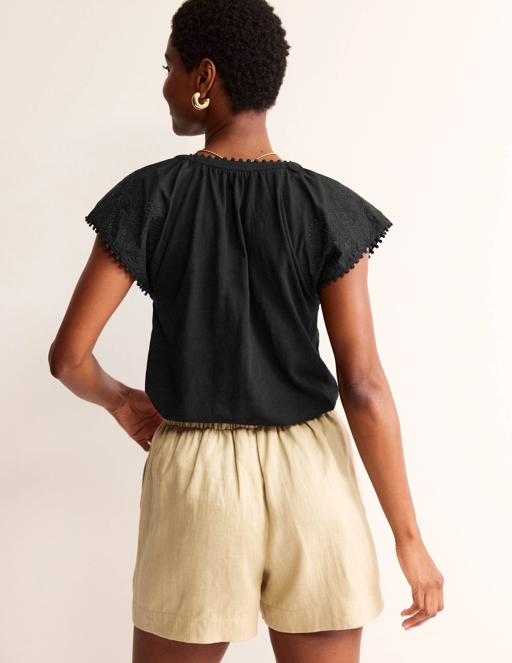 Millie Woven Mix Top-Black - Image 3