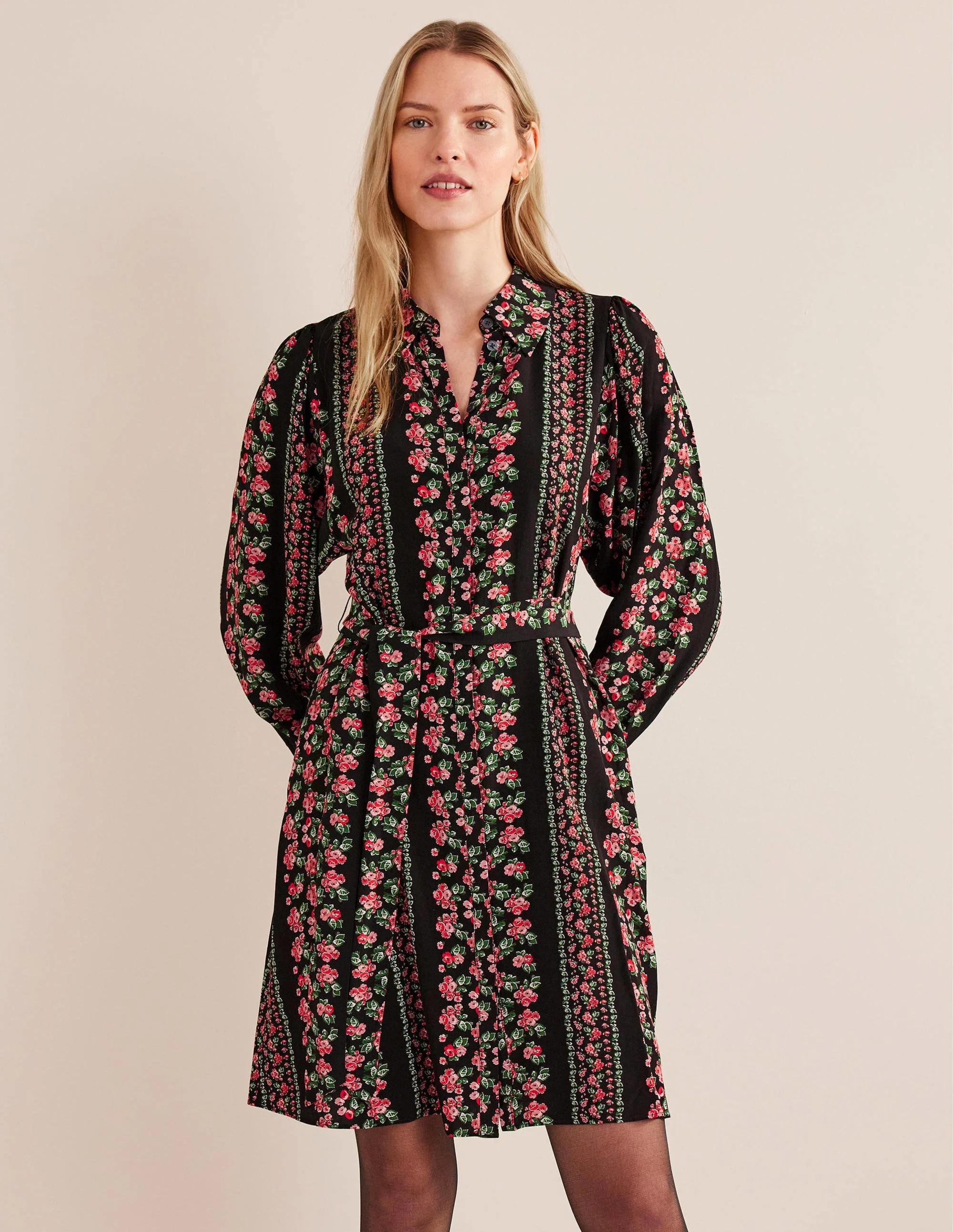 Mini Shirt Dress-Black, Diamond Rose - Image 4