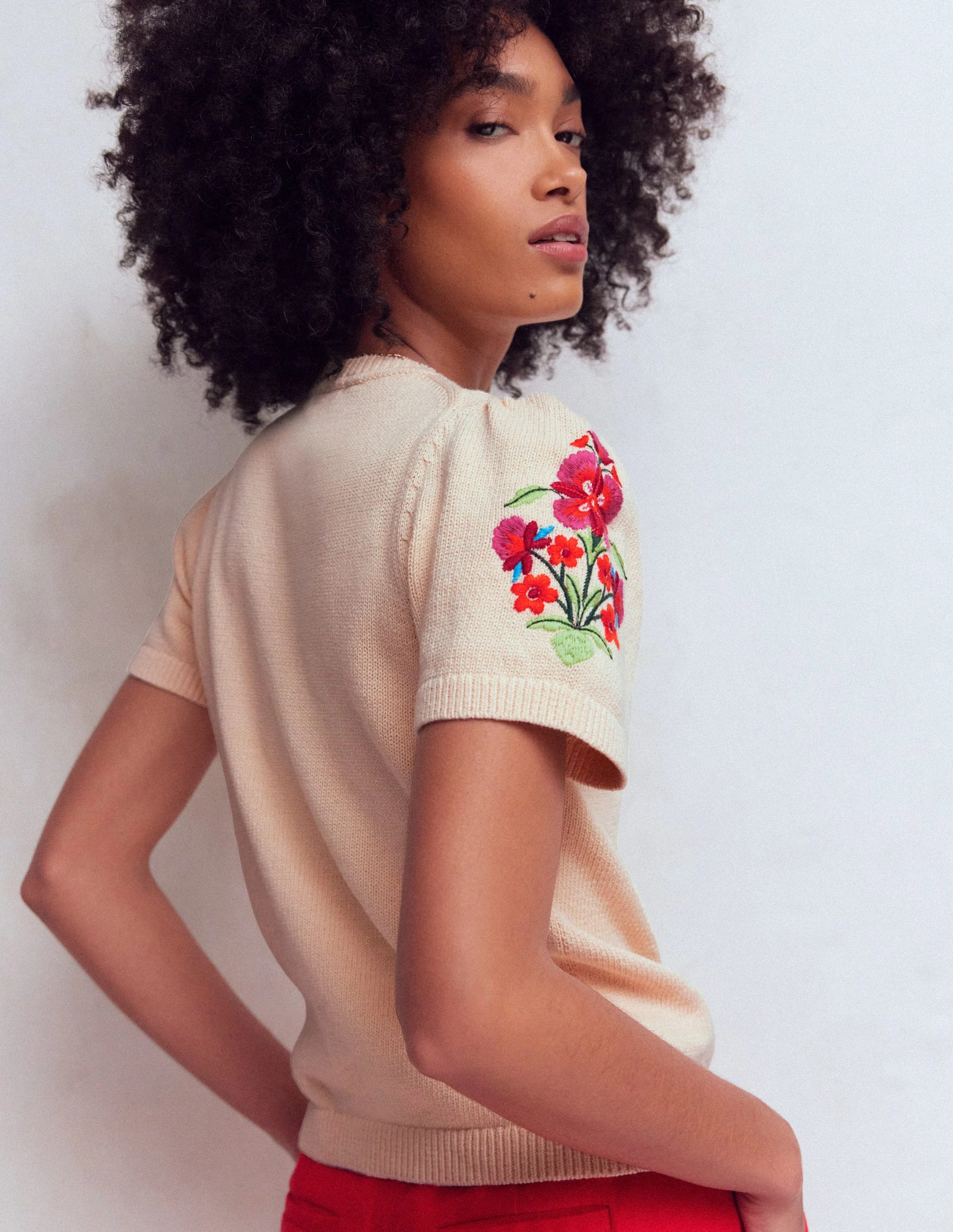 Monica Knitted T-Shirt-Ivory - Image 3