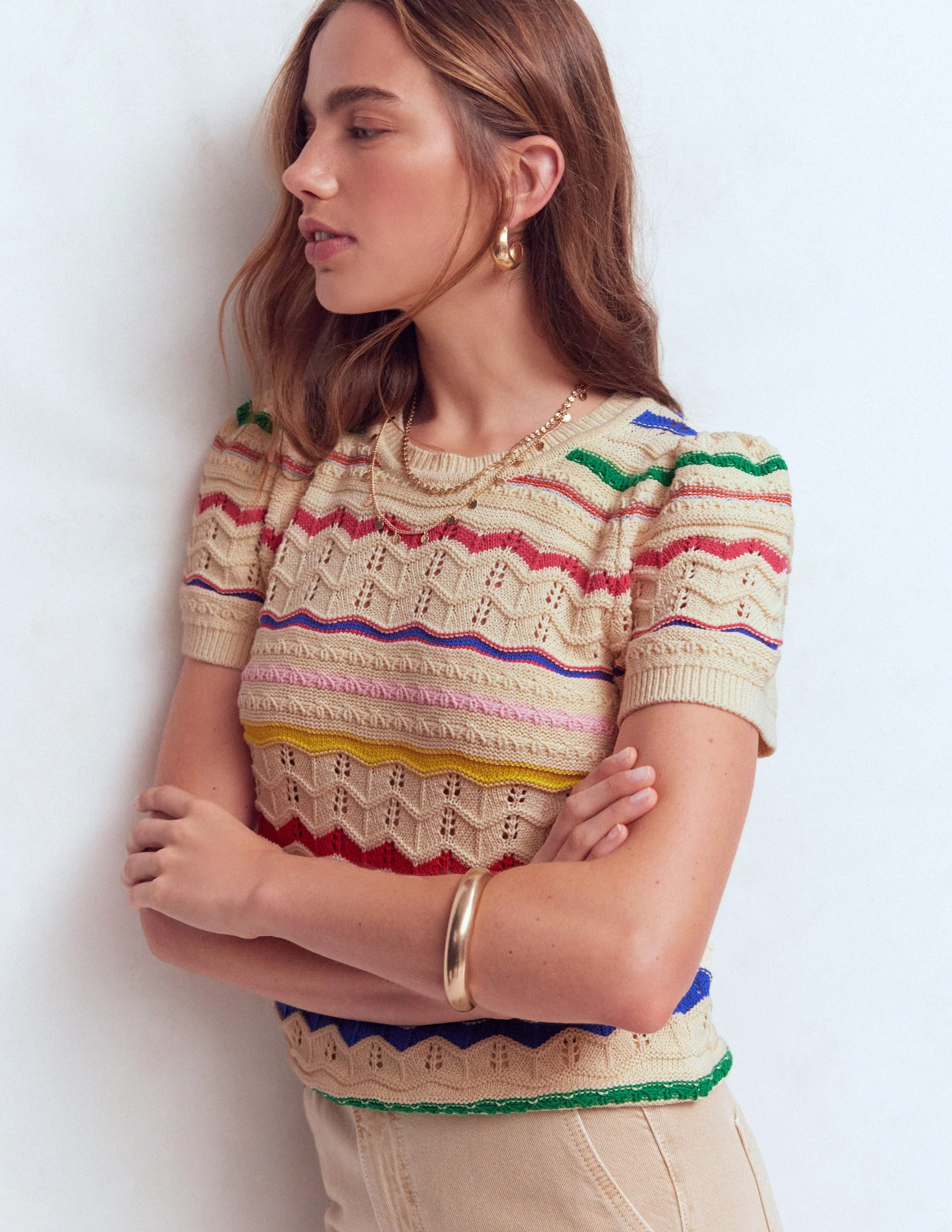 Monica Knitted T-Shirt-Multi Stripe - Image 5
