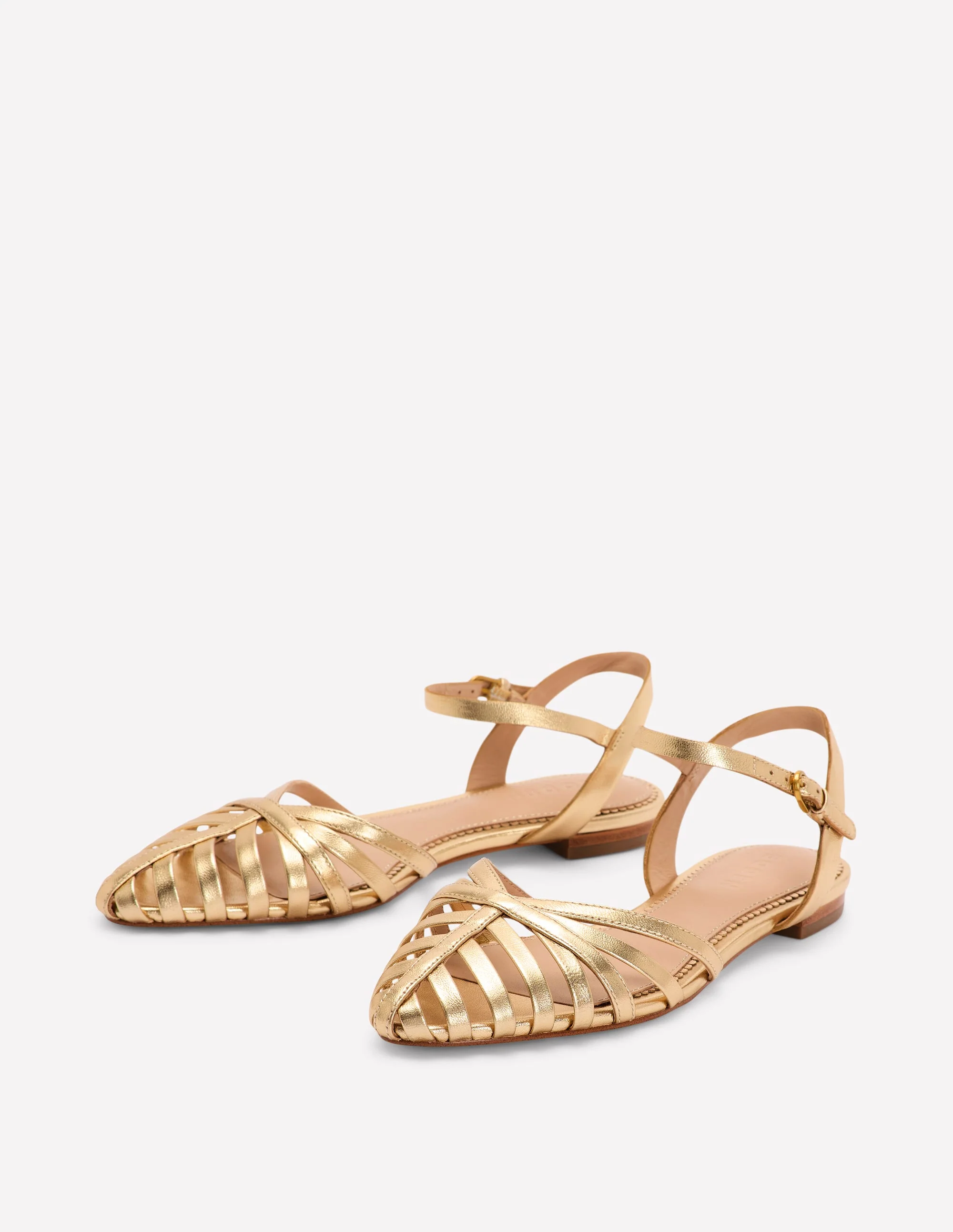 Multi Strap Pointed Sandals-Gold - Image 3