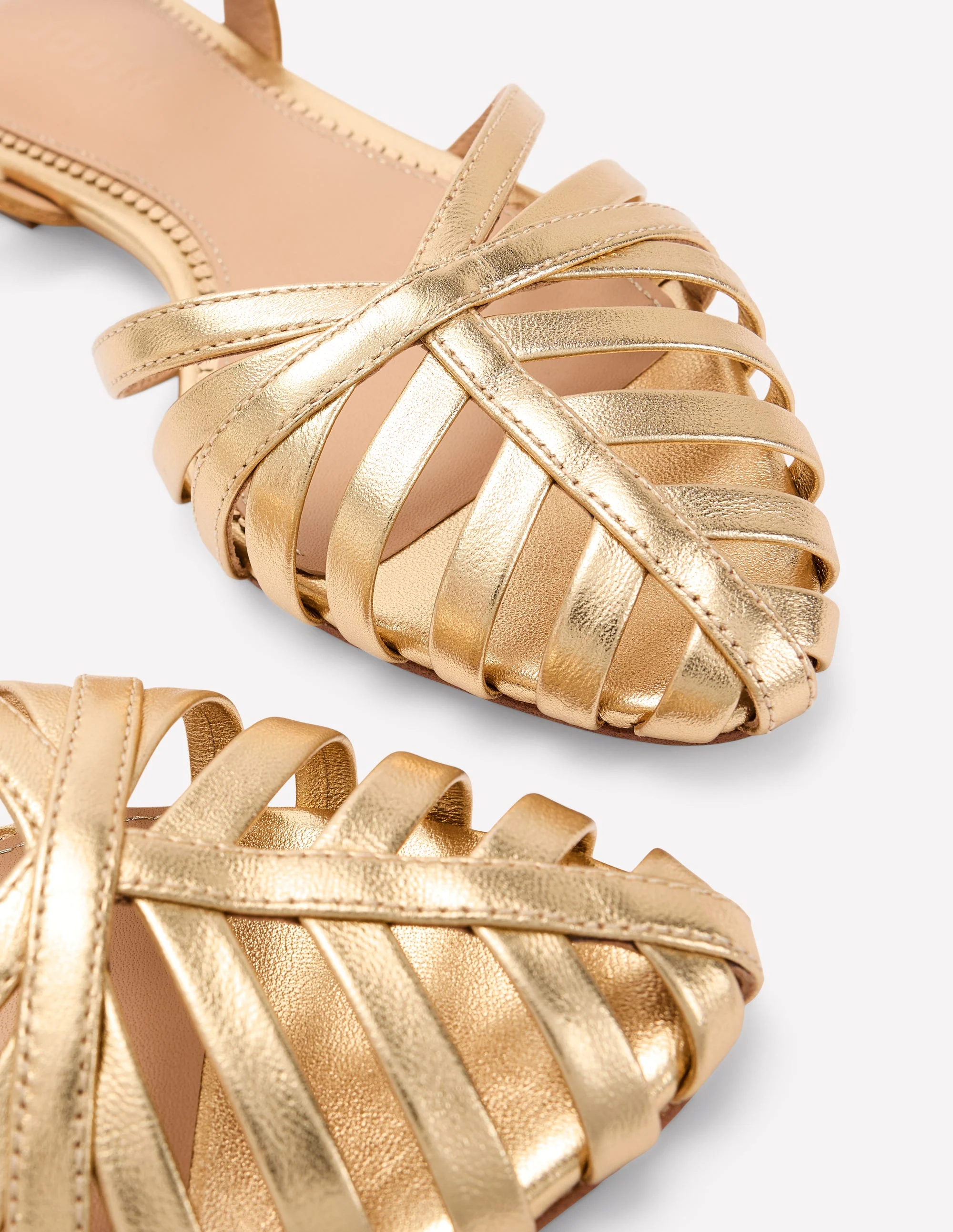 Multi Strap Pointed Sandals-Gold - Image 4