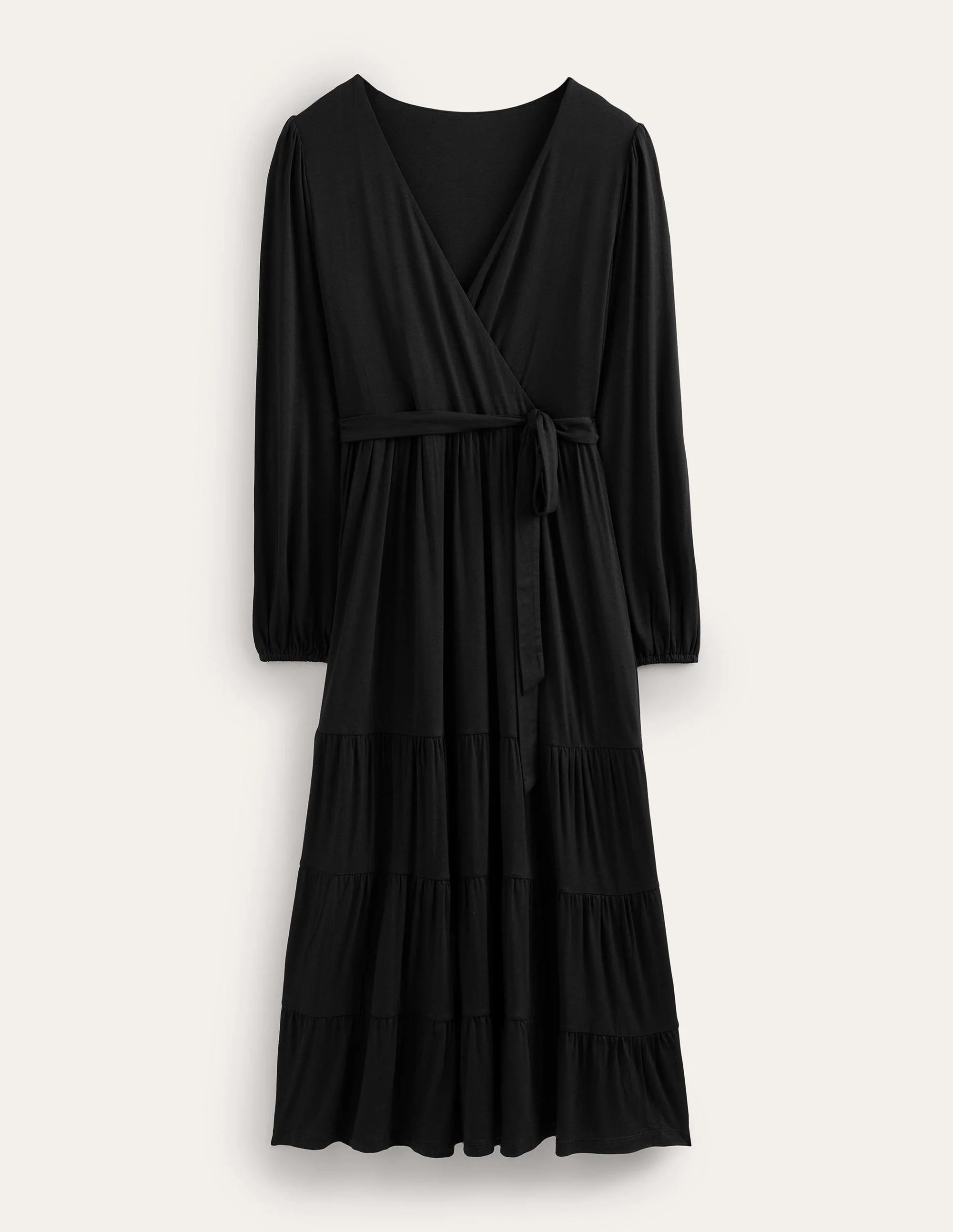 Multi Tiered Wrap Maxi Dress-Black - Image 5